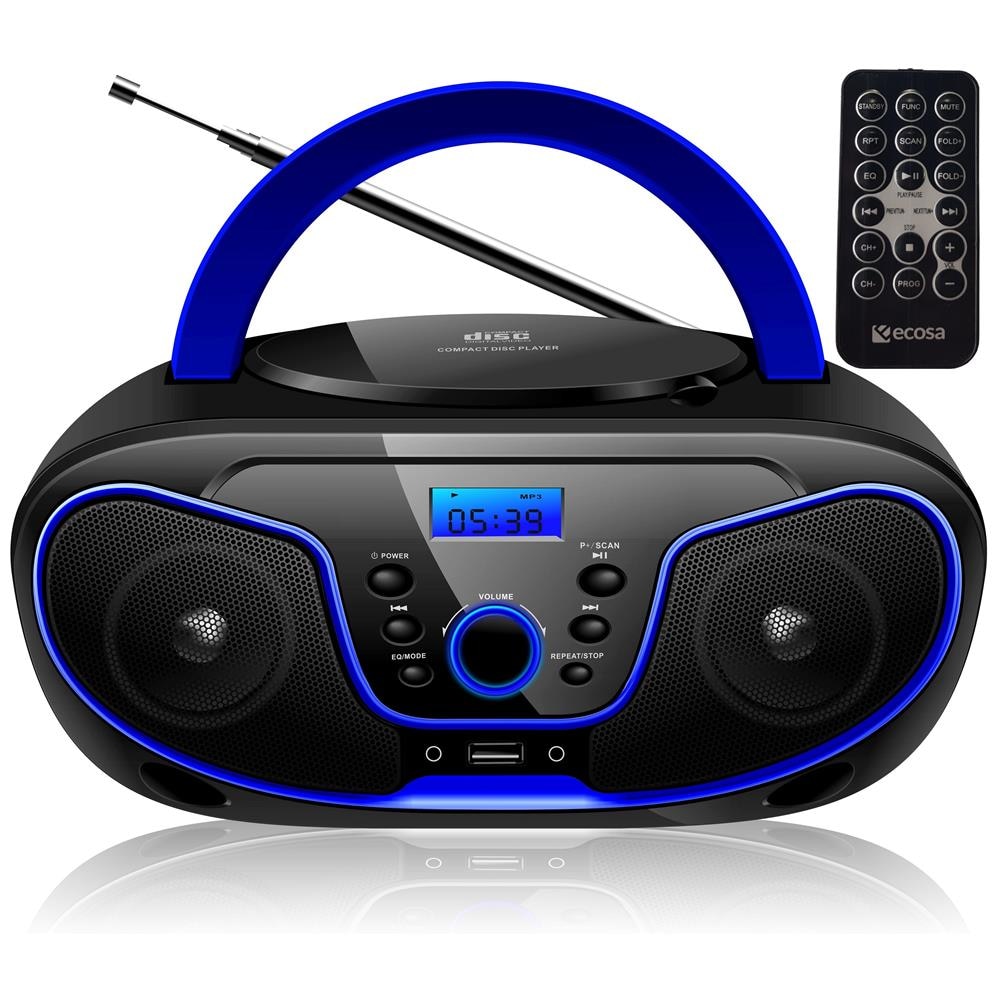 Cyberlux CD-Player Radio mit Fernbedienung CD/MP3 USB AUX-In blau