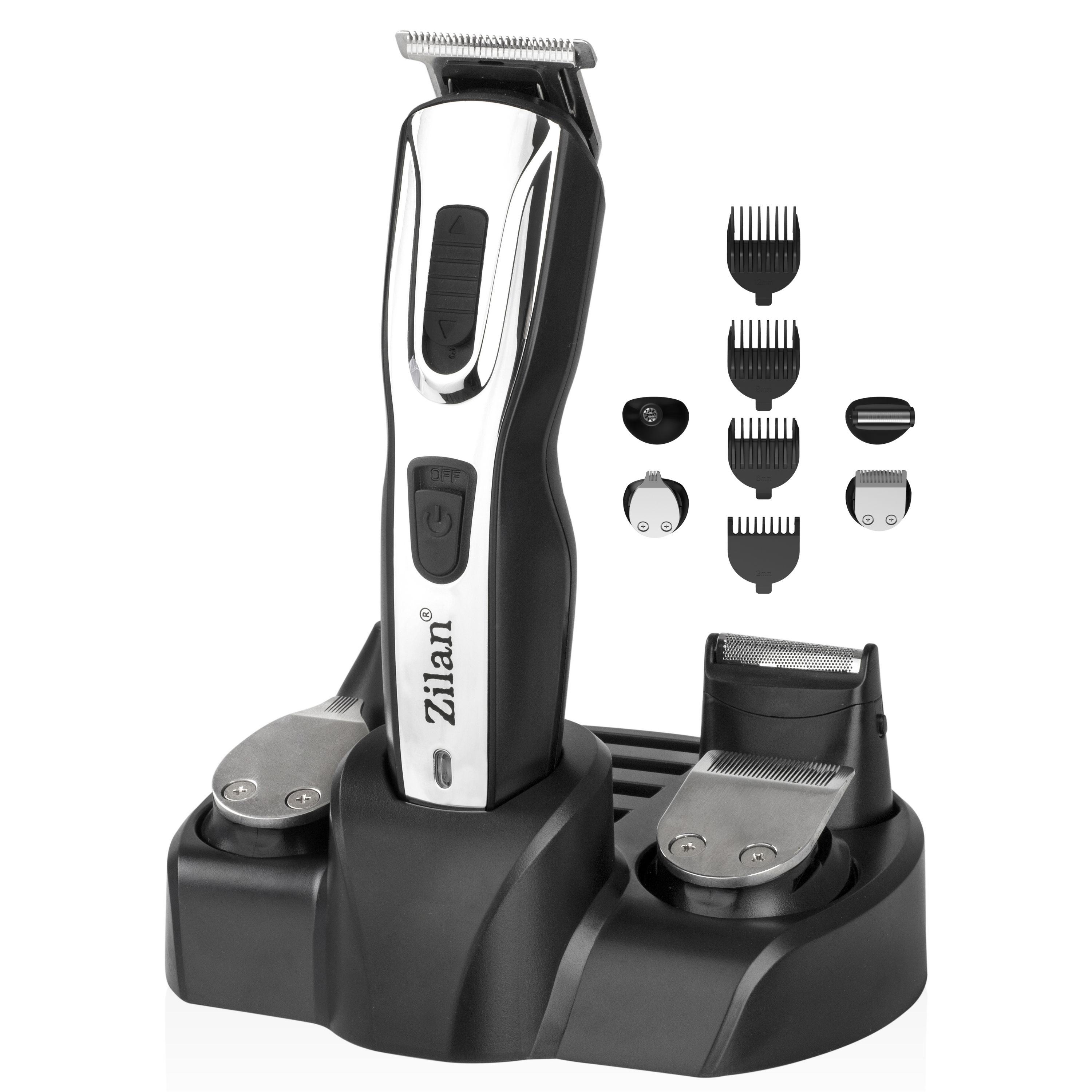 Zilan 5in1 Bartschneider Set 10 Aufs&auml;tze Akku oder Netzbetrieb 