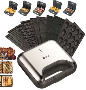 Zilan 5in1 Sandwichmaker Kontaktgrill Waffeleisen Zaubernuss 800W 