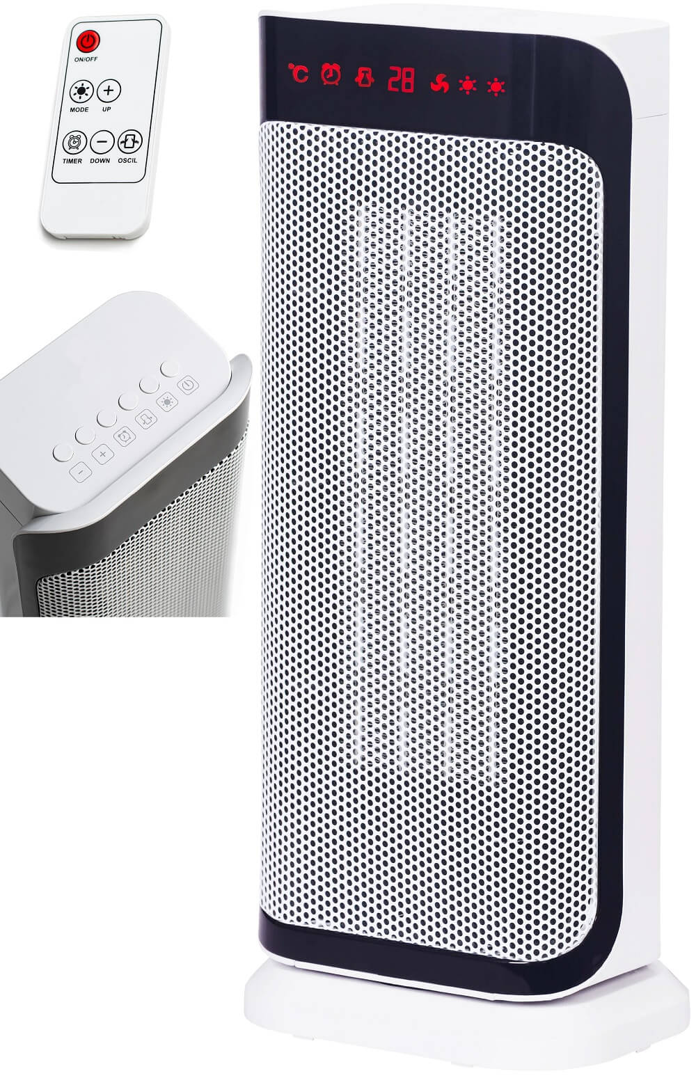 Echos Keramik Heizl&uuml;fter Timer Fernbedienung Temperaturanzeige 2000W 