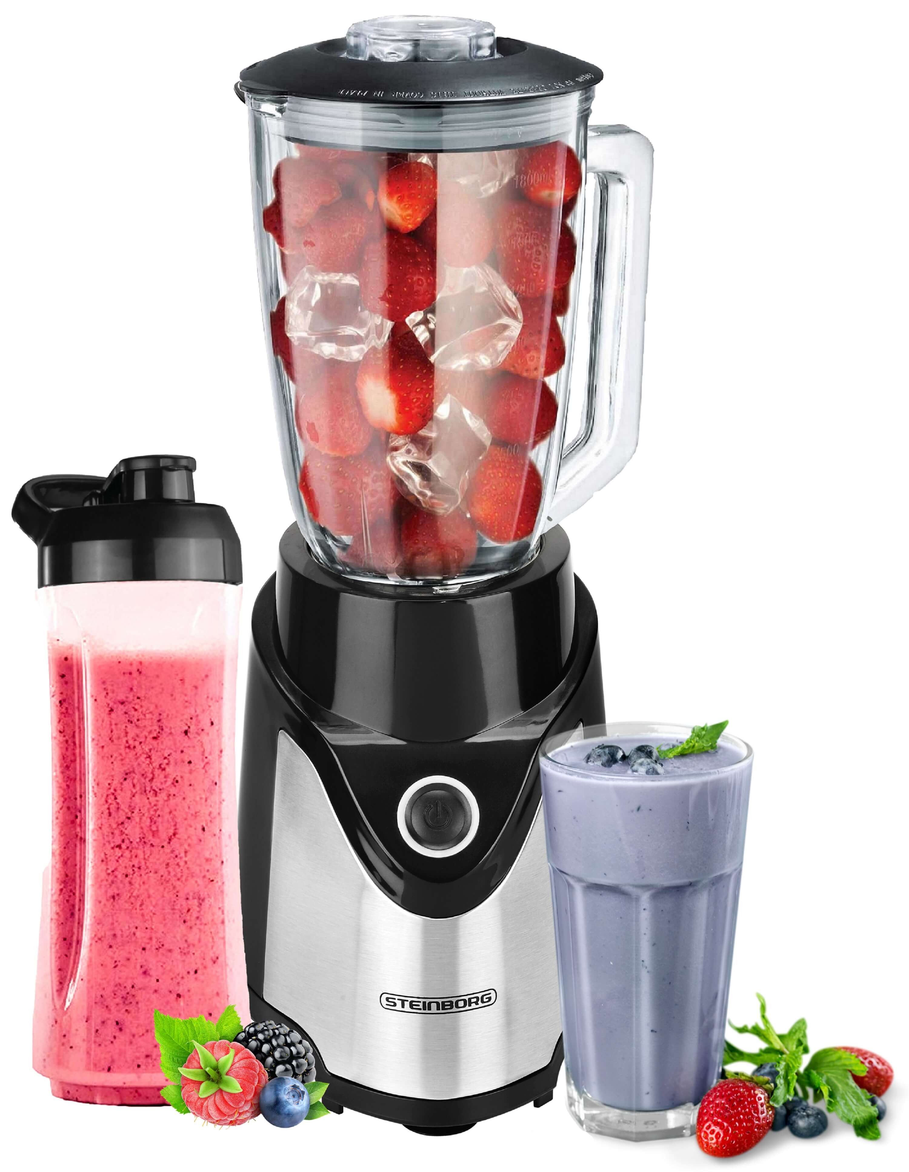 Steinborg Standmixer mit To-Go Becher + Glaskrug BPA-frei 500W 