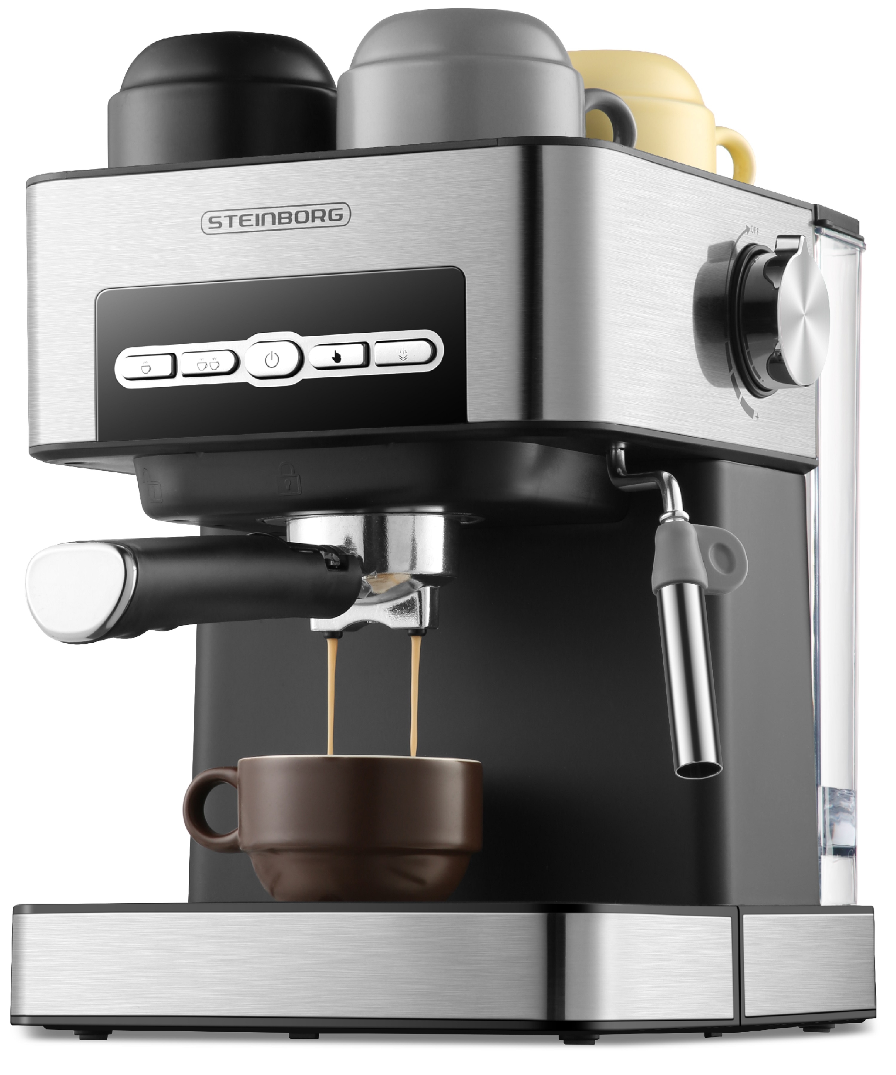 Steinborg Espressomaschine 15 Bar Edelstahl Dampfaussto&szlig;regler 850W 