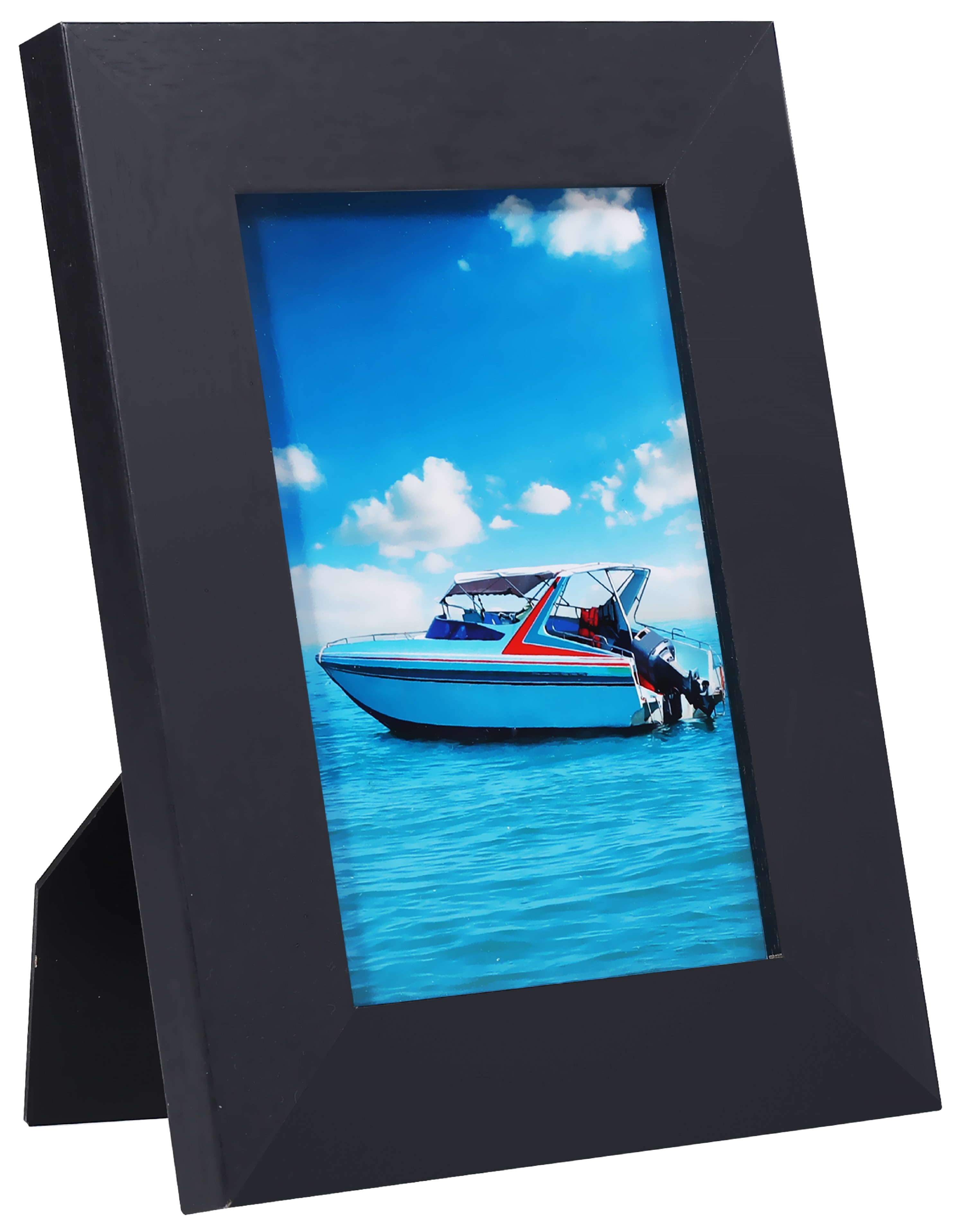 Ecosa Bilderrahmen 10x15cm Echtglas MDF Wandhalterung schwarz 