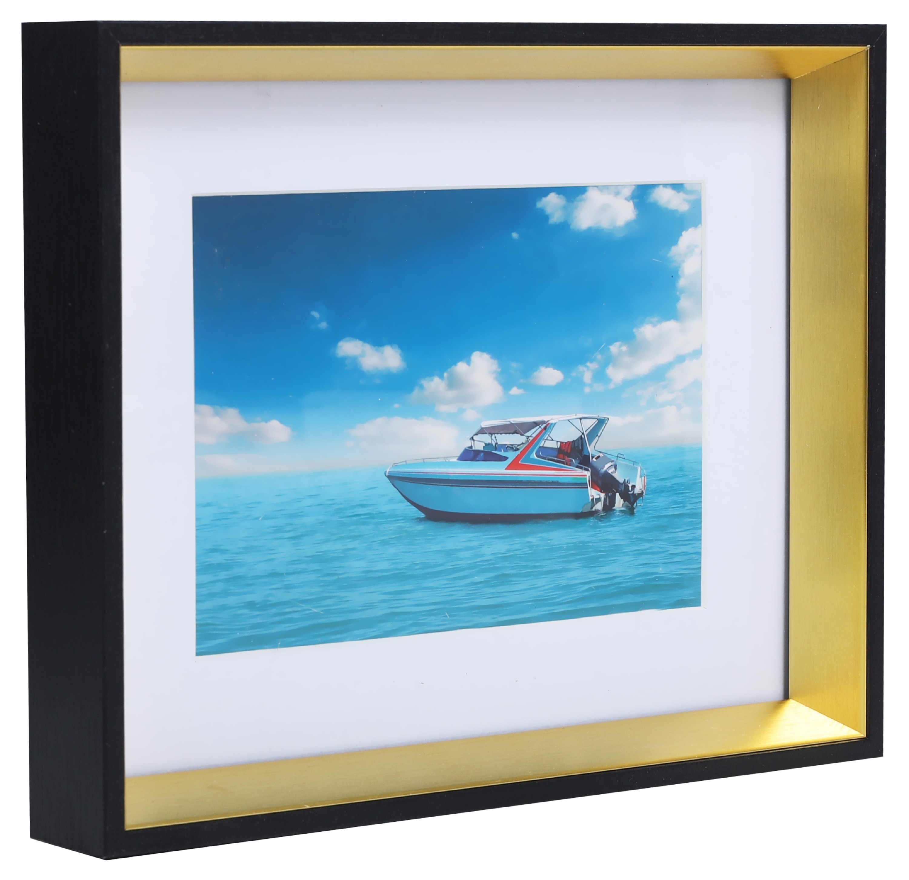 Ecosa Bilderrahmen 20x25cm Echtglas MDF Wandhalterung schwarz/gold 