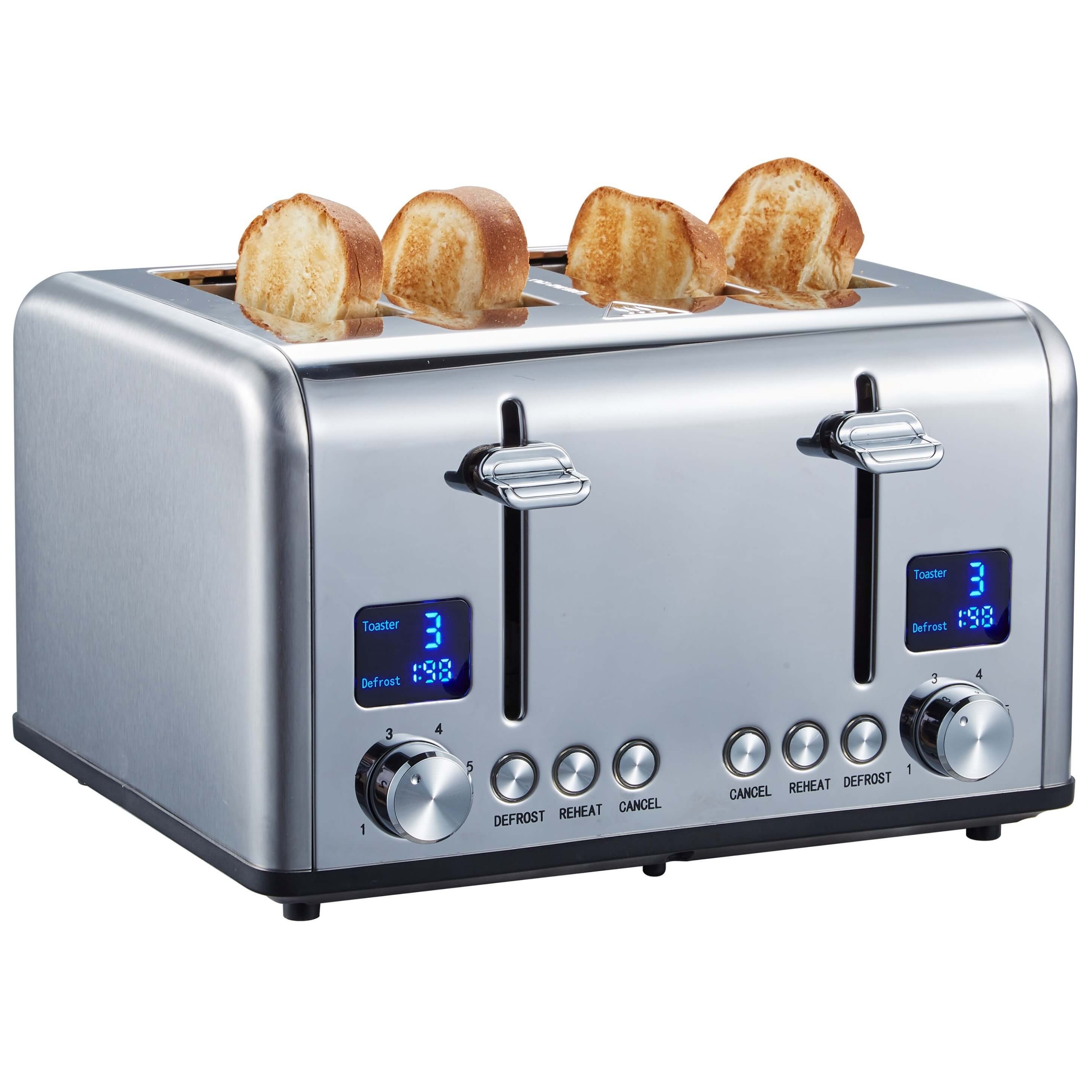Steinborg 4 Scheiben Edelstahl Toaster mit Br&ouml;tchenaufsatz 1630W 
