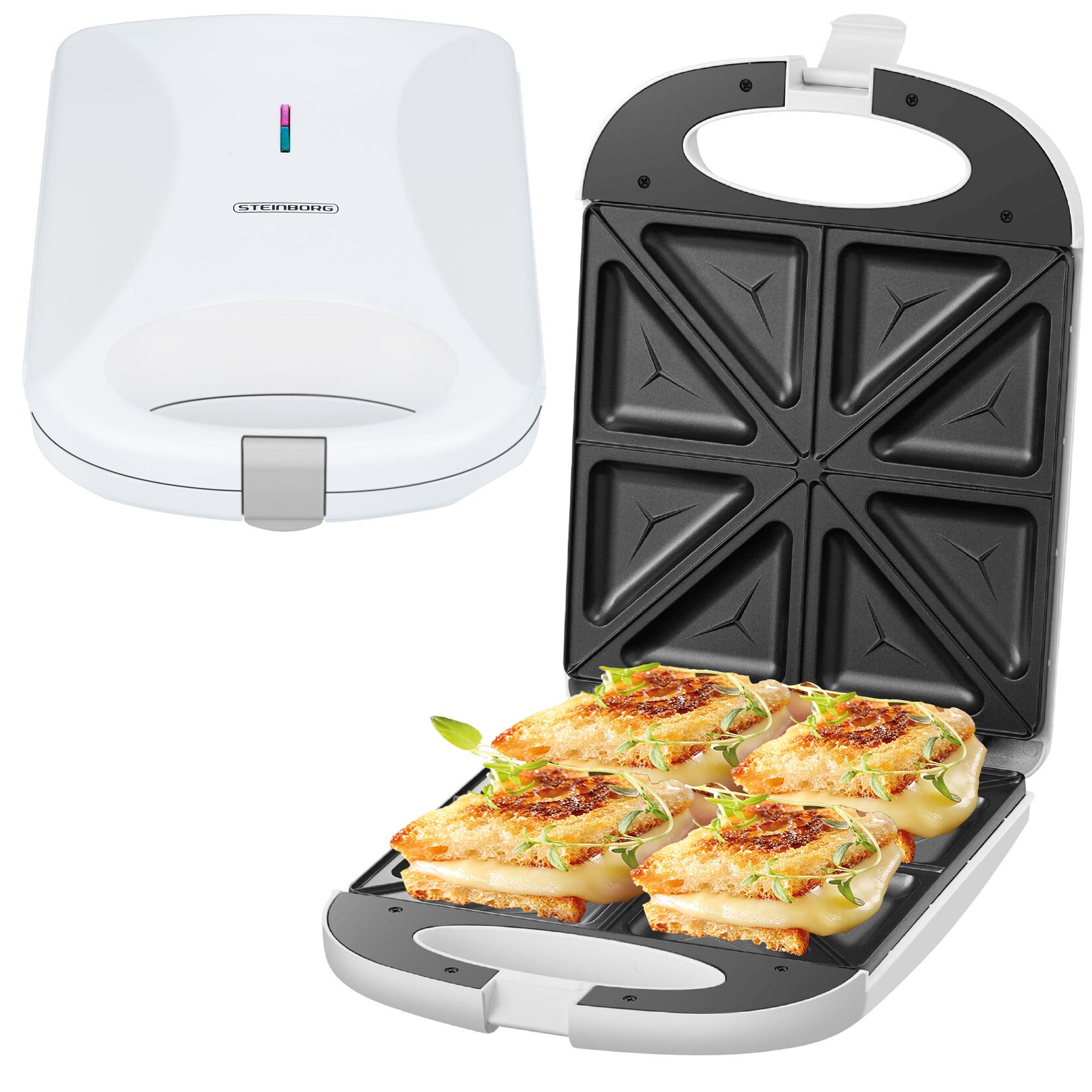 XXL 4er Sandwichmaker mit Antihaftbeschichtung Backampel 1200W