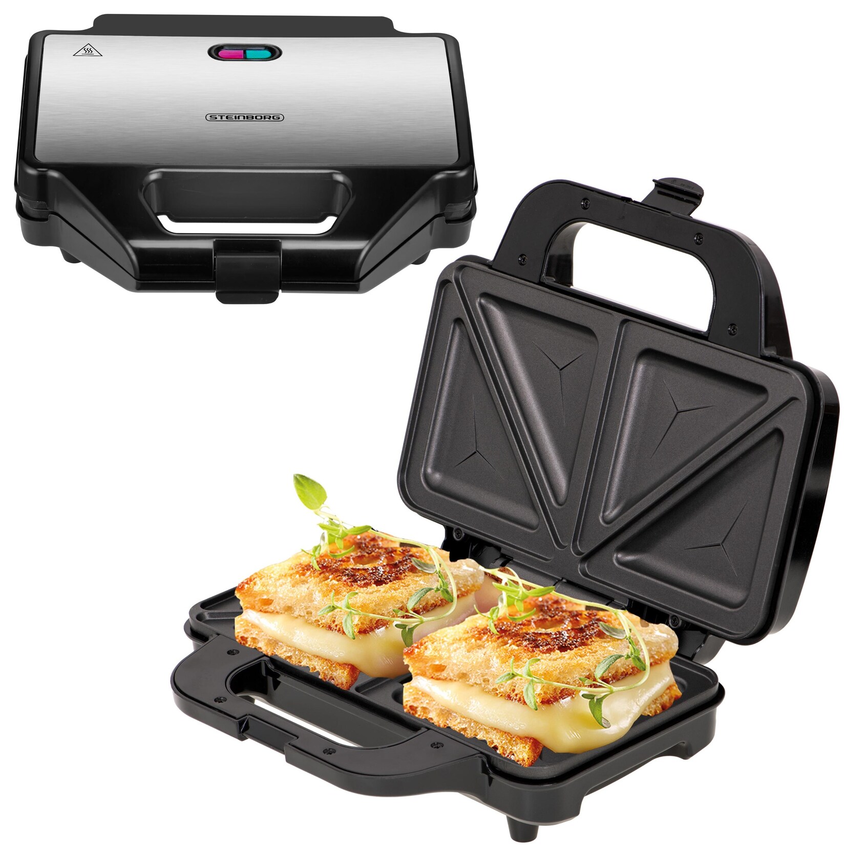 XXL Sandwichmaker Edelstahl Antihafbeschichtung 1000W