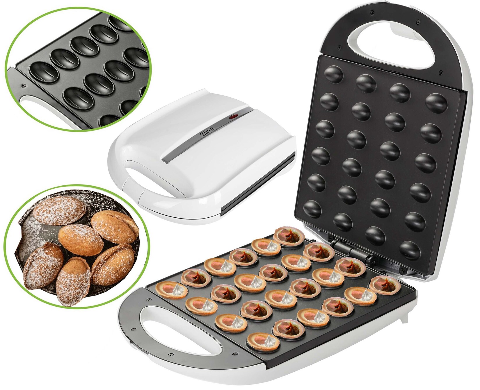 Elektrischer Nussbäcker Oresckis Nut Maker Antihaftbeschichtung 1400 Watt weiß