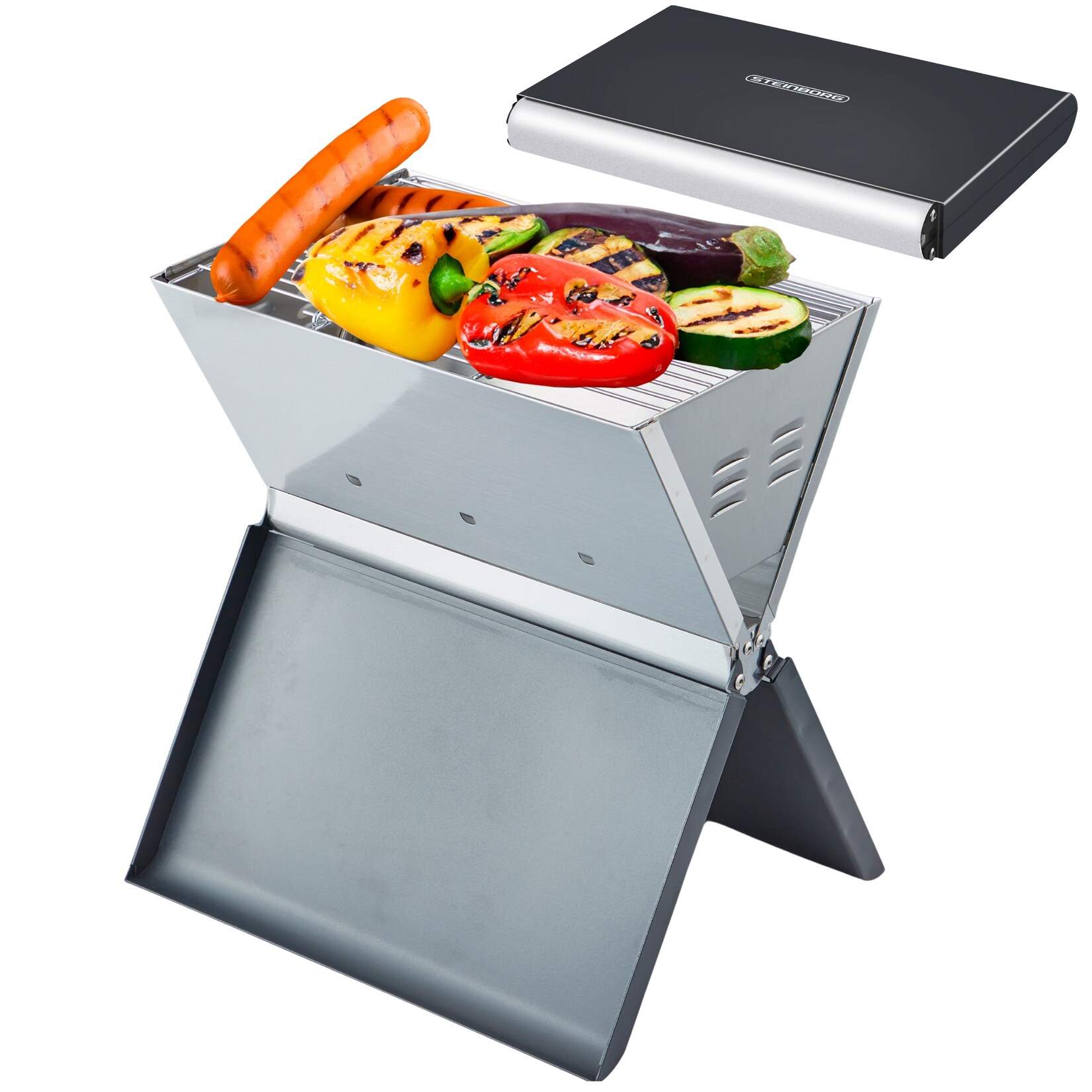 Klappgrill Laptopgrill Campinggrill Hitzebeständig schwarz