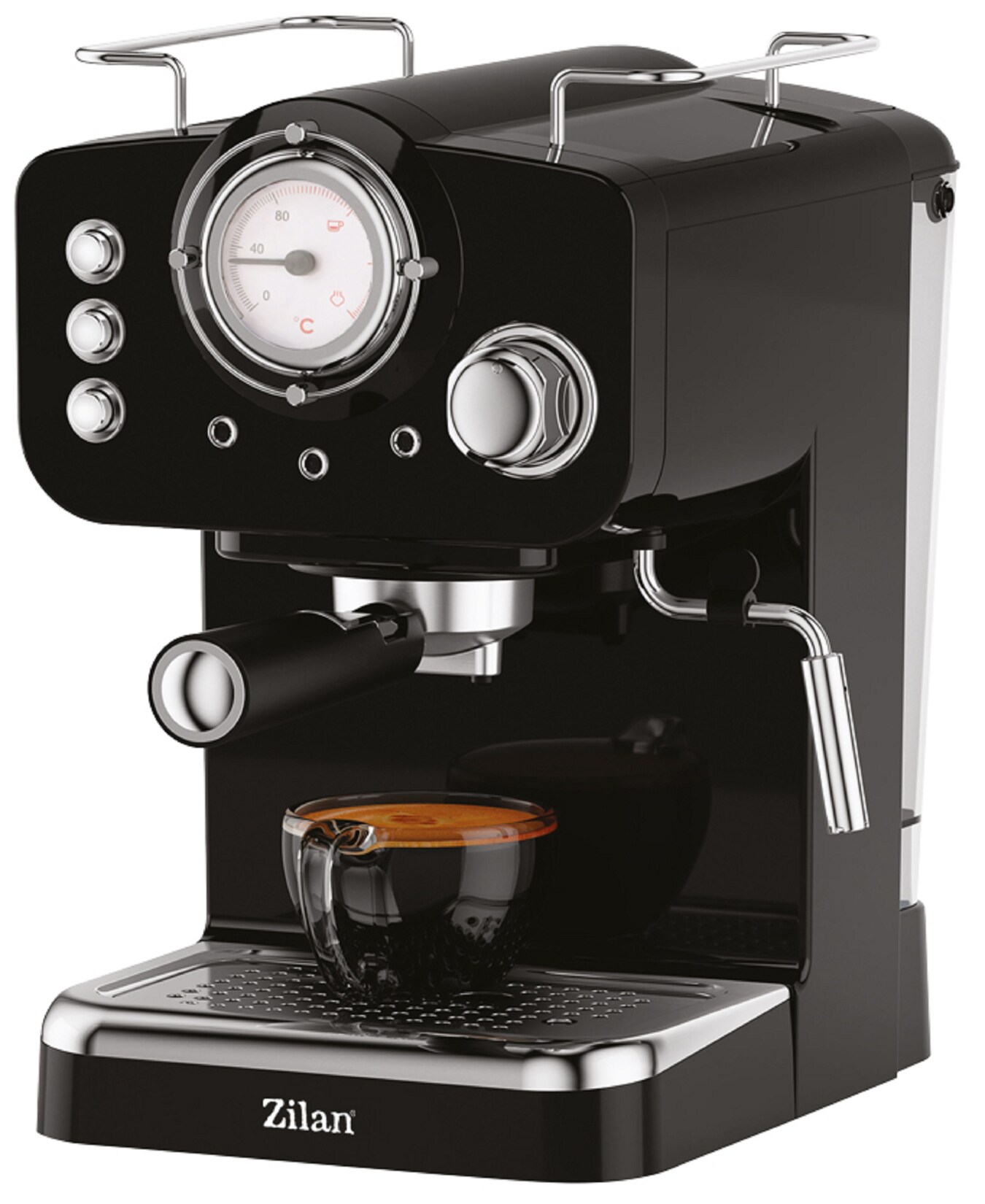 Espressomaschine mit Milchaufschäumer Siebträgermaschine 15 bar  schwarz
