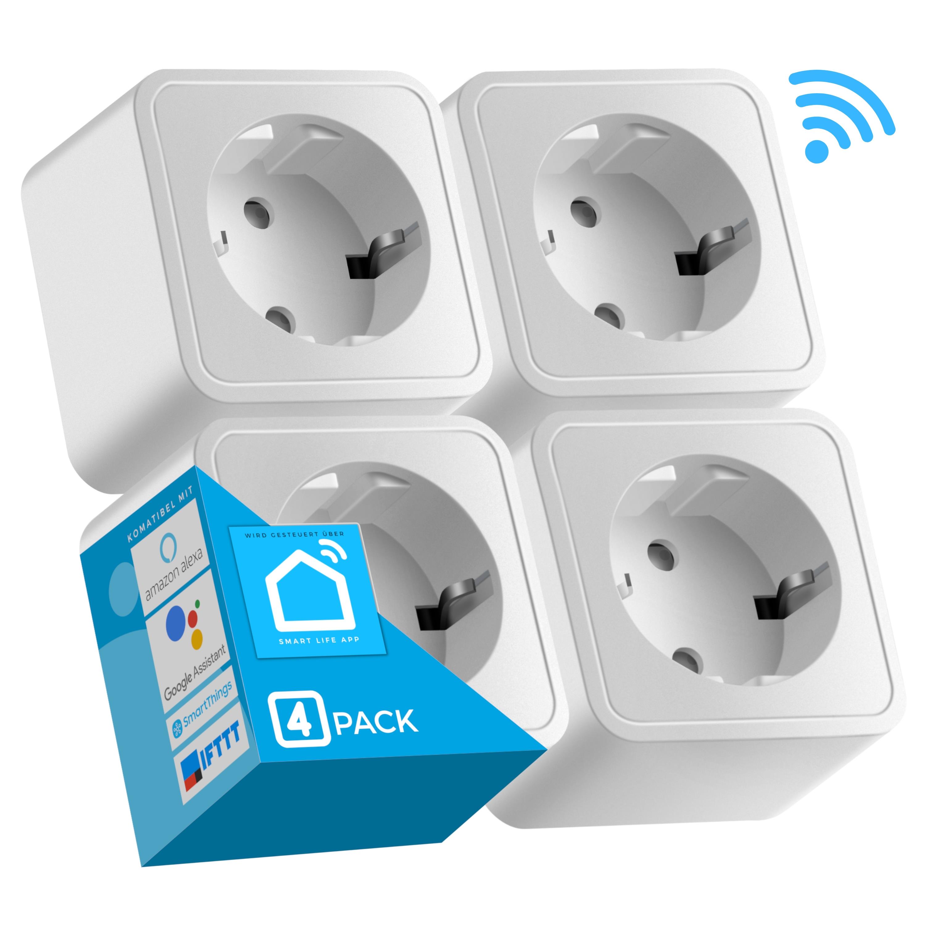 Echos Smart WLAN Steckdose 4er Pack 16A App-gesteuert Sprachsteuerung 
