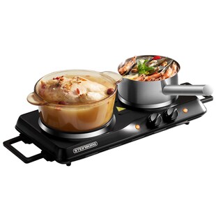 Steinborg Doppelkochplatte Herdplatte Camping Kochfeld 2500W schwarz 