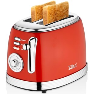 Zilan 60er Jahre Retro 2 Scheiben Doppelschlitz Toaster 850 Watt 
