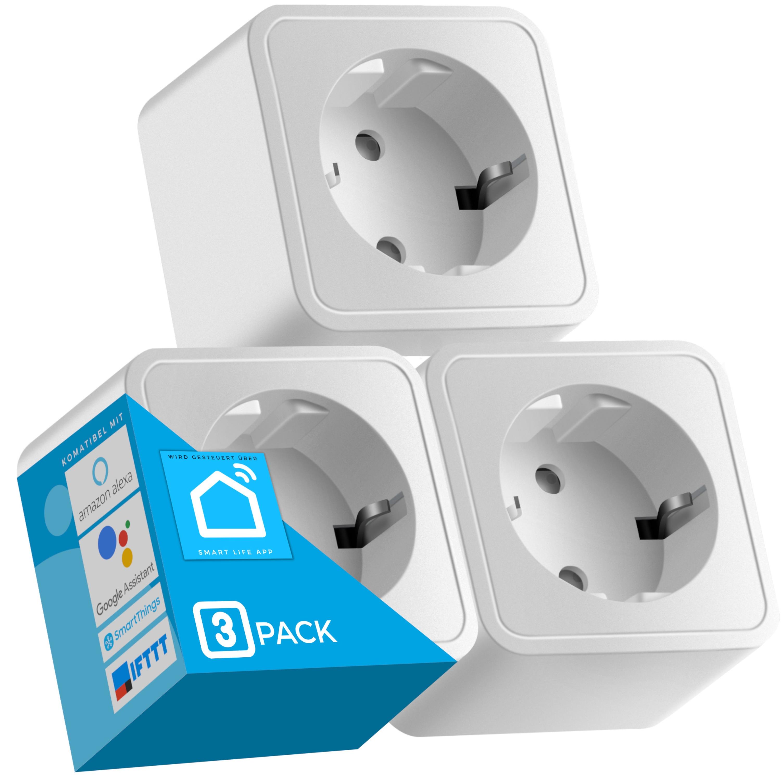 Echos Smart WLAN Steckdose 3er Pack 16A App-gesteuert Sprachsteuerung 