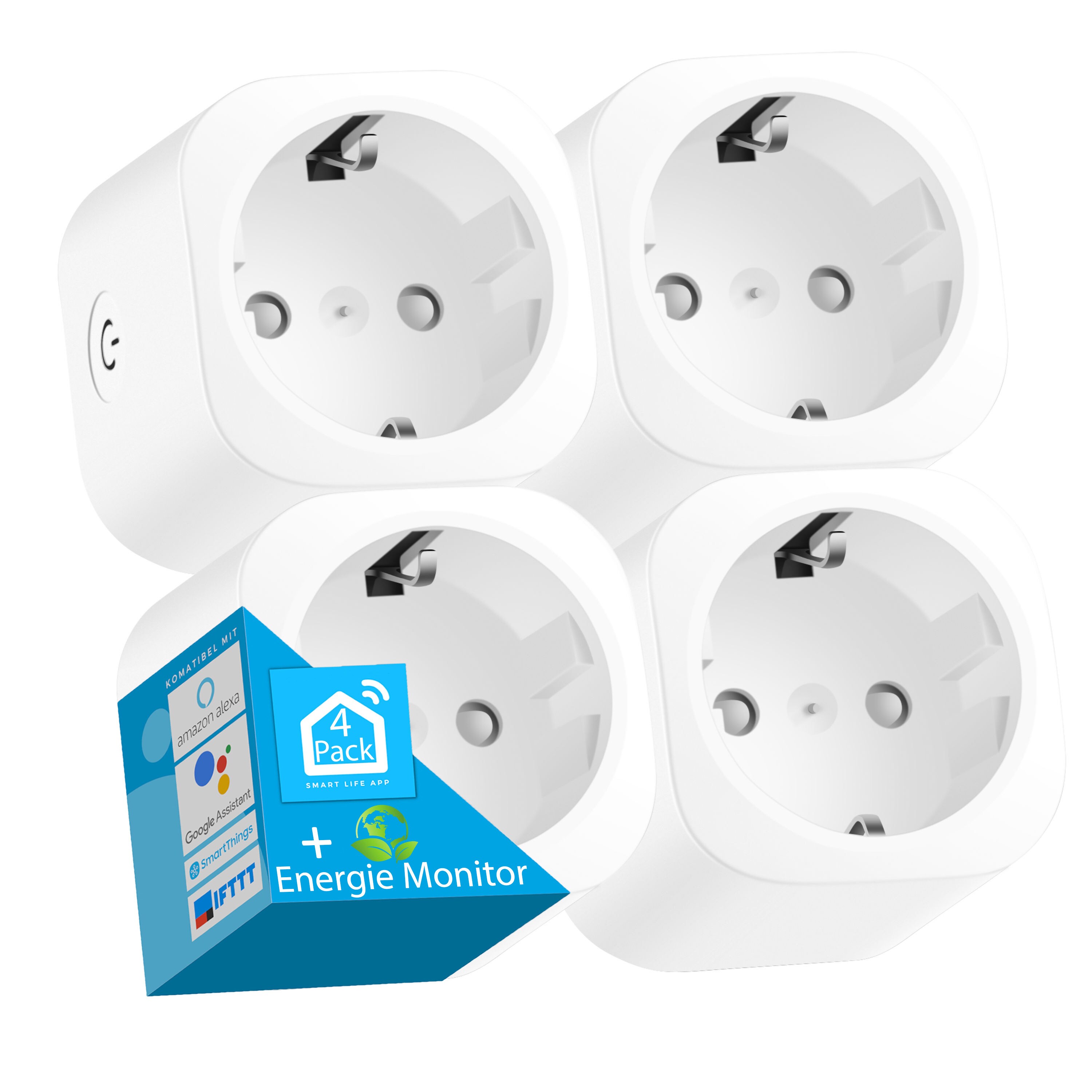 Echos Smart WLAN Steckdose 4er Pack 16A m. Energie Monitor 