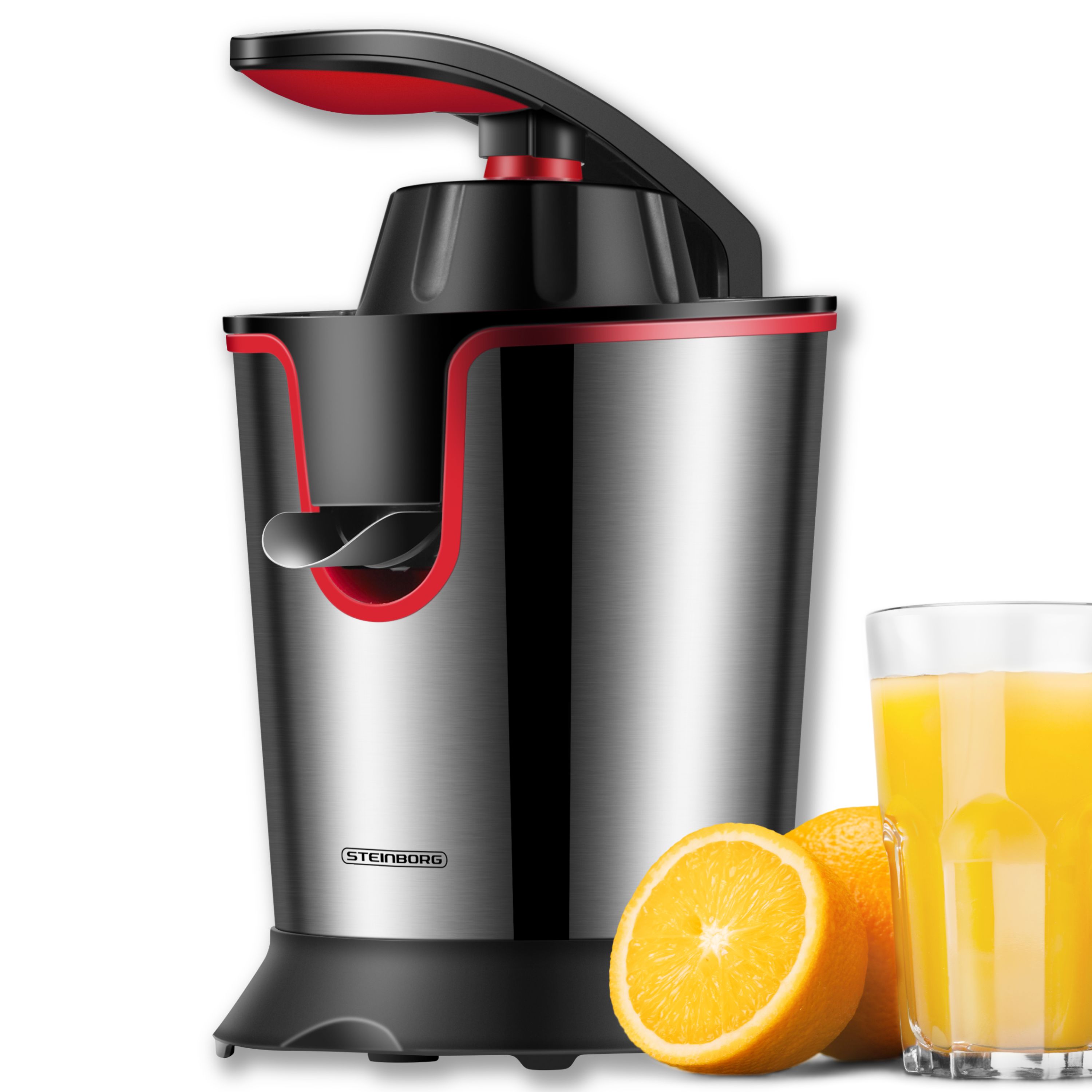 Steinborg Elektrische Zitruspresse Entsafter Edelstahl 300W Antitropfstop 