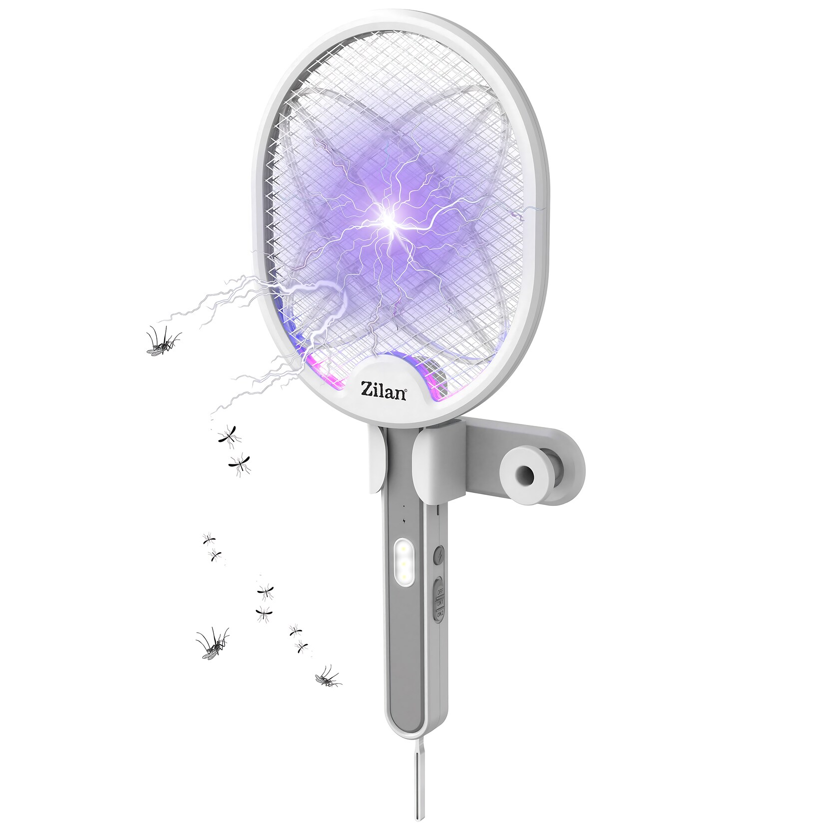 elektrische Fliegenklatsche Insektenvernichter mit Akku u. LED