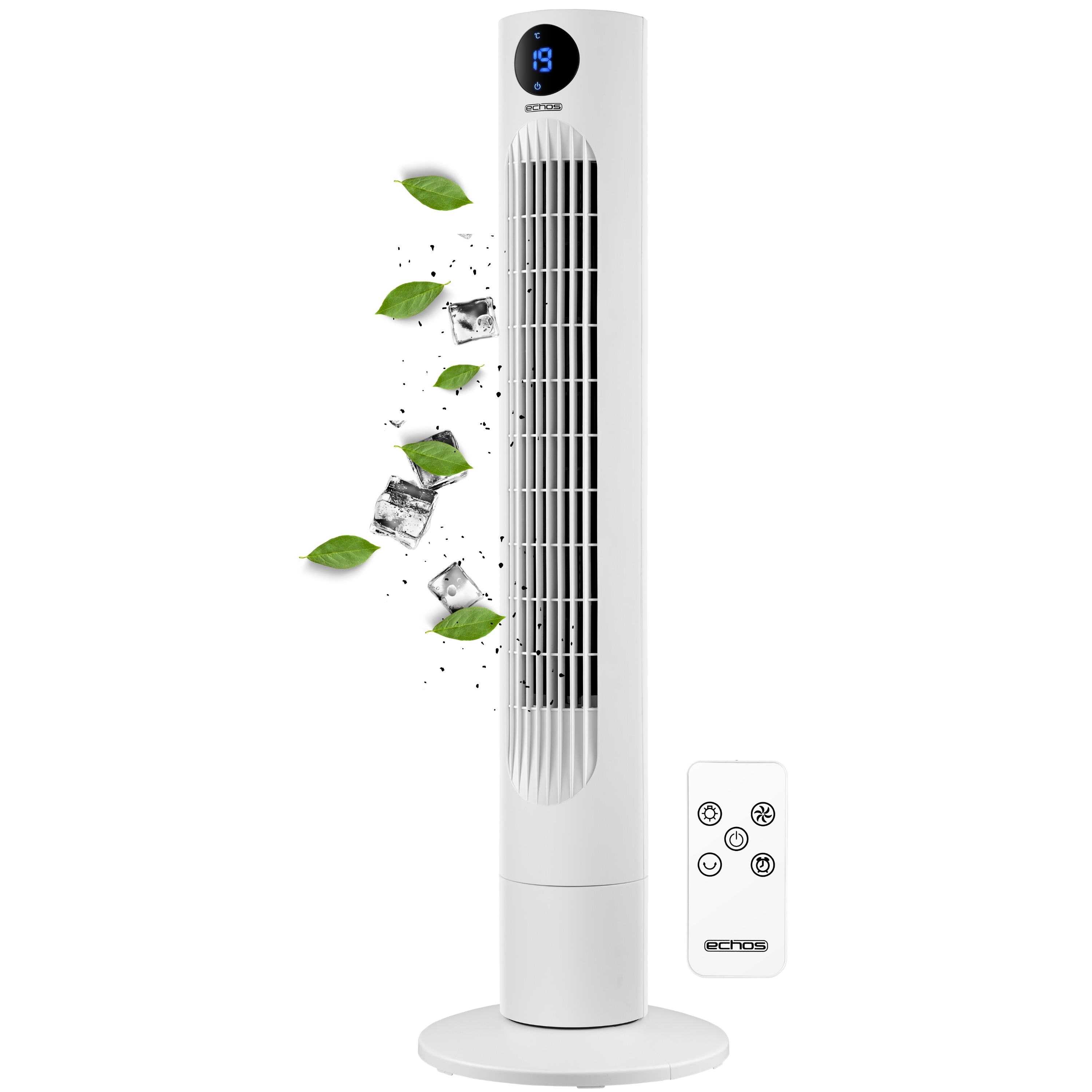 Echos Turmventilator m. Fernbedienung 3 Stufen Timer 60W LED-Anzeige 