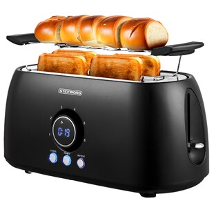 Steinborg 4 Scheiben XXL Toaster Digitales Display m. Brötchenaufsatz 
