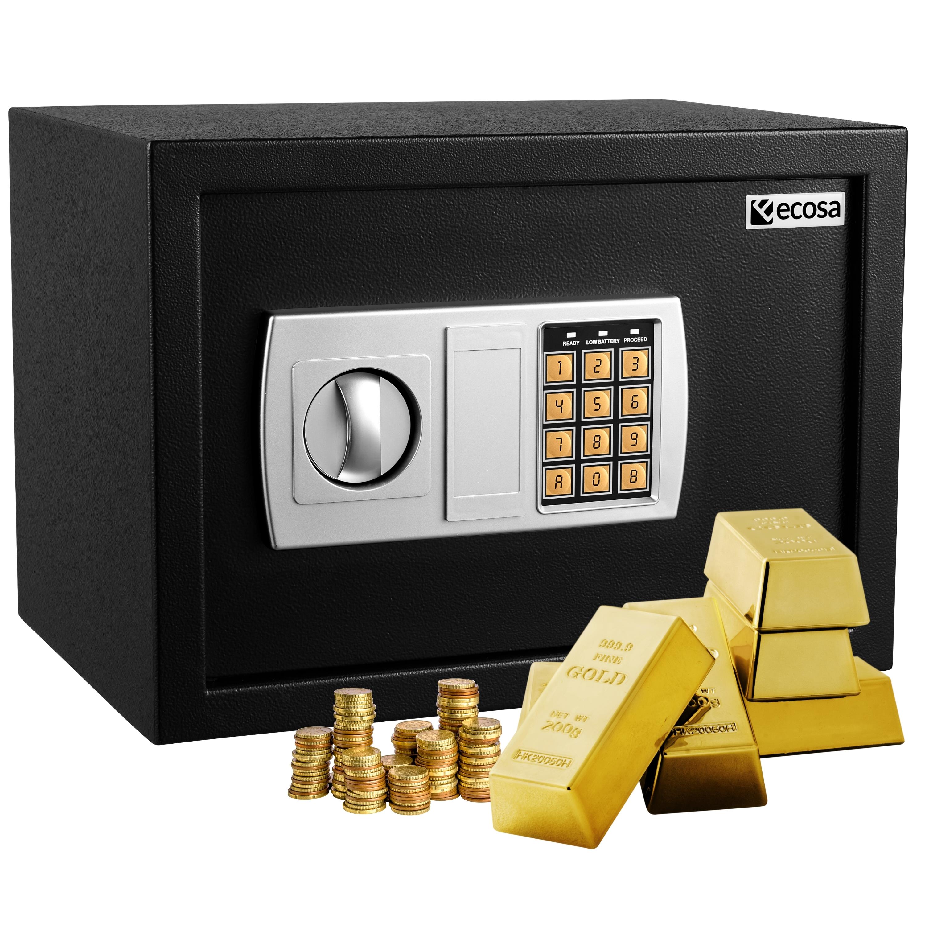 Ecosa Tresor elektronisch mit Kombinationsschloss u. Schl&uuml;ssel f&uuml;r Zuhause 