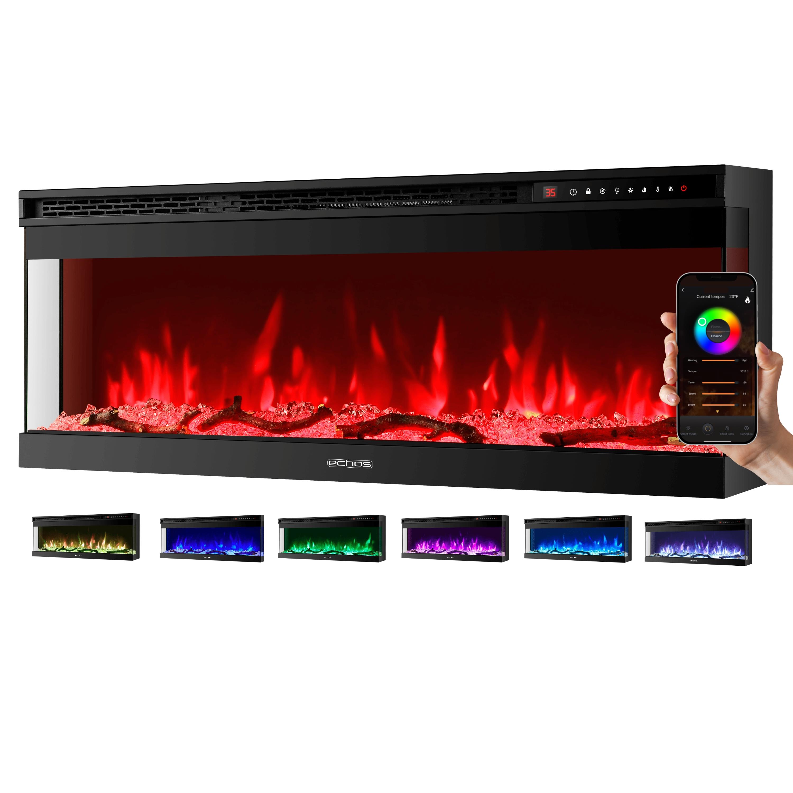 Echos Elektrokamin mit Heizl&uuml;fter 13 realistische Flammeneffekte APP-Steuerung 1500W 