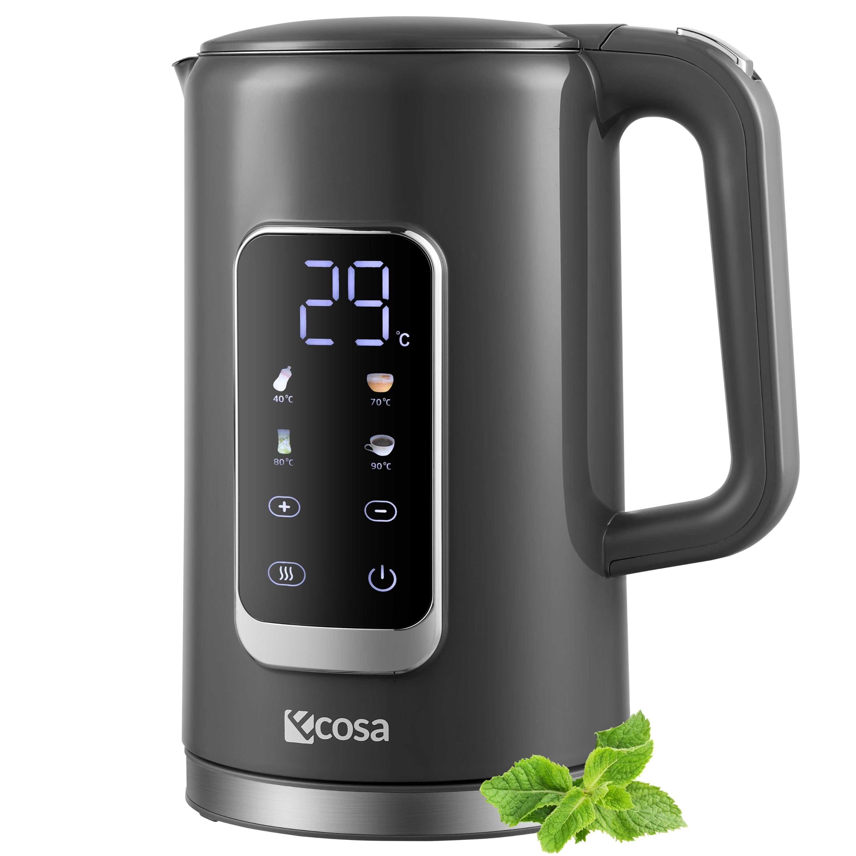 Ecosa Edelstahl Wasserkocher m. Temperatureinstellung 1.7L 2200W Grau 