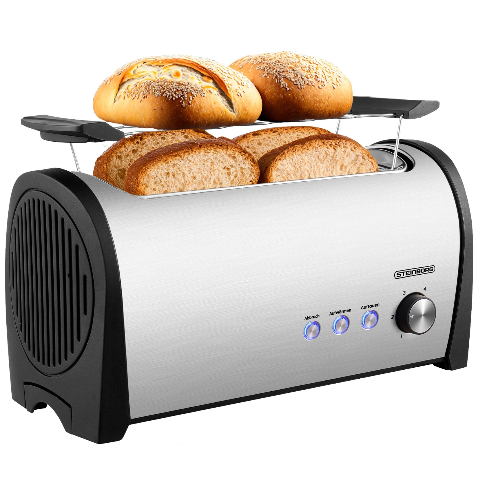 4 Scheiben Toaster mit Brötchenaufsatz 1400 Watt