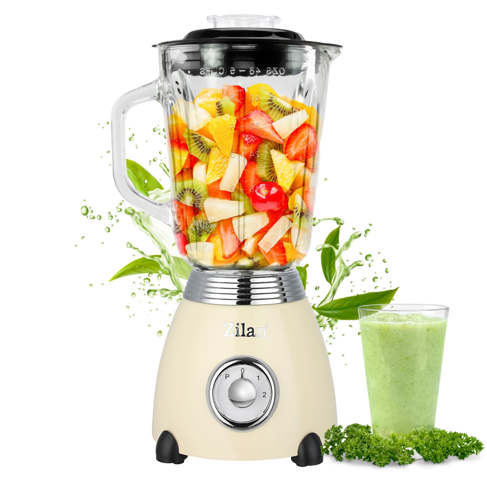 Retro Standmixer mit  Glasbehälter Edelstahlklinge 500 Watt