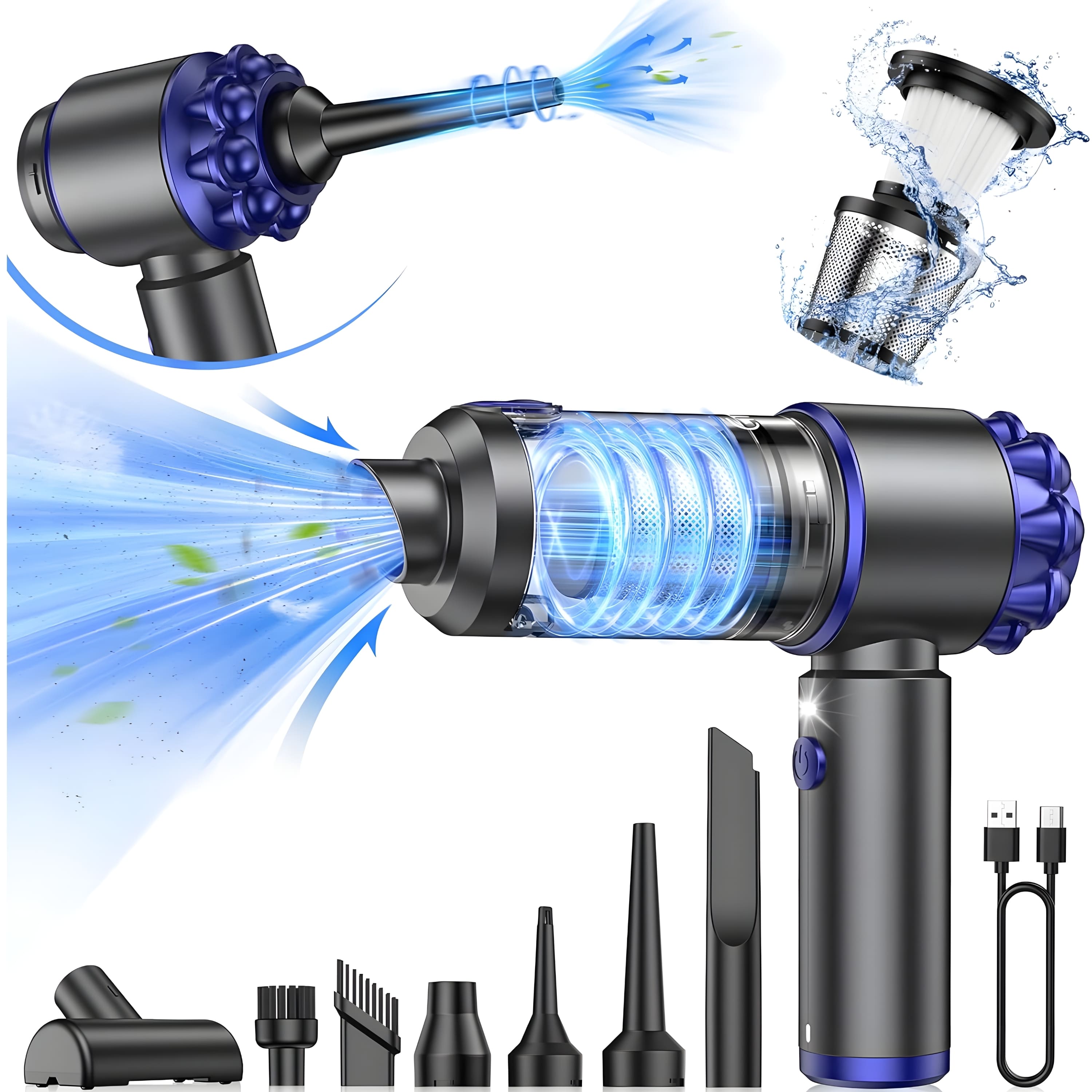 Steinborg Mini Akku-Handstaubsauger m. HEPA-Filter 16000Pa Li-Ion Akku 