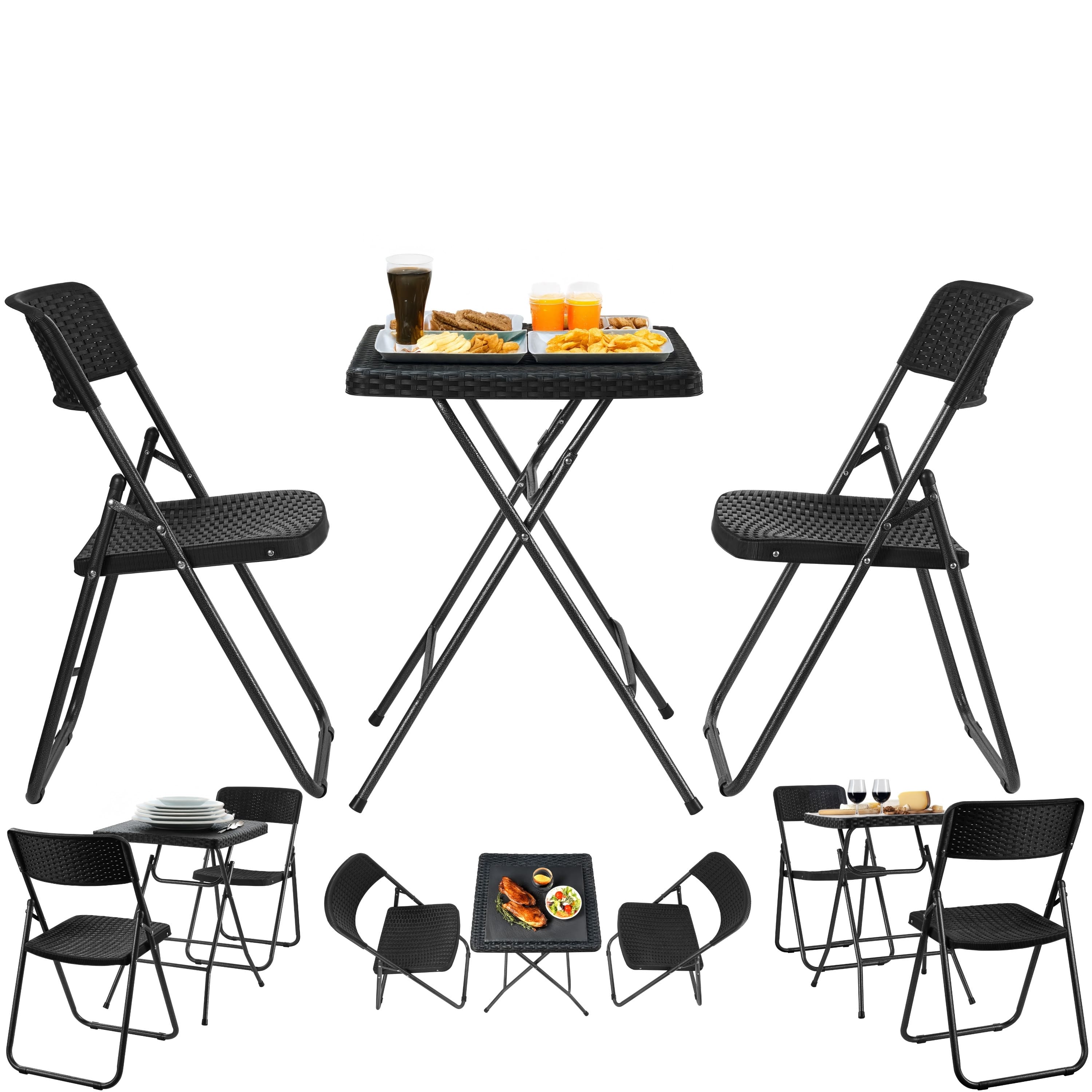 Ecosa Outdoor-Set mit Klapptisch + 2 St&uuml;hlen Robust Wetterfest Pflegeleicht 