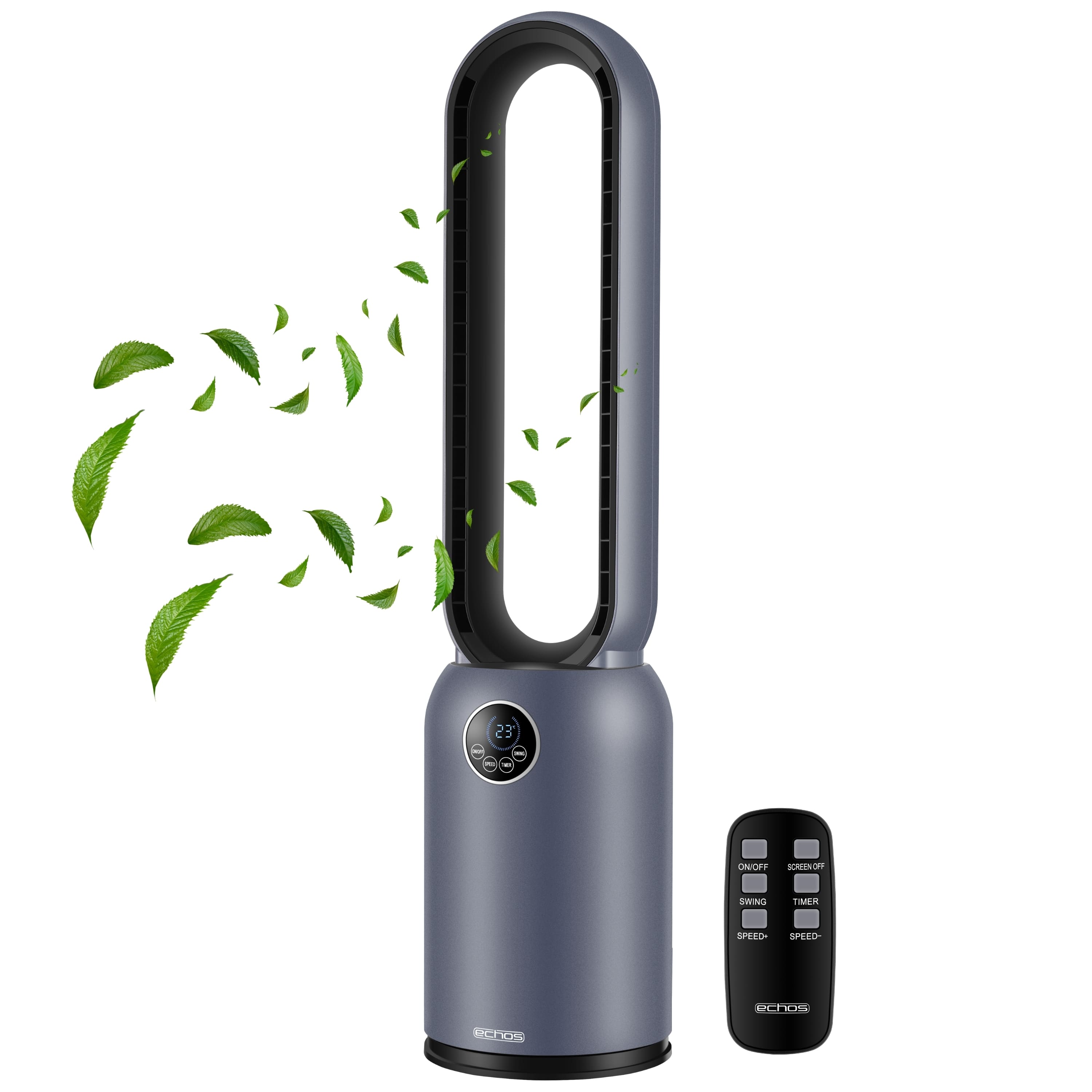 Echos Turmventilator m. Fernbedienung DC Motor 24 Stufen 12h Timer 50W 