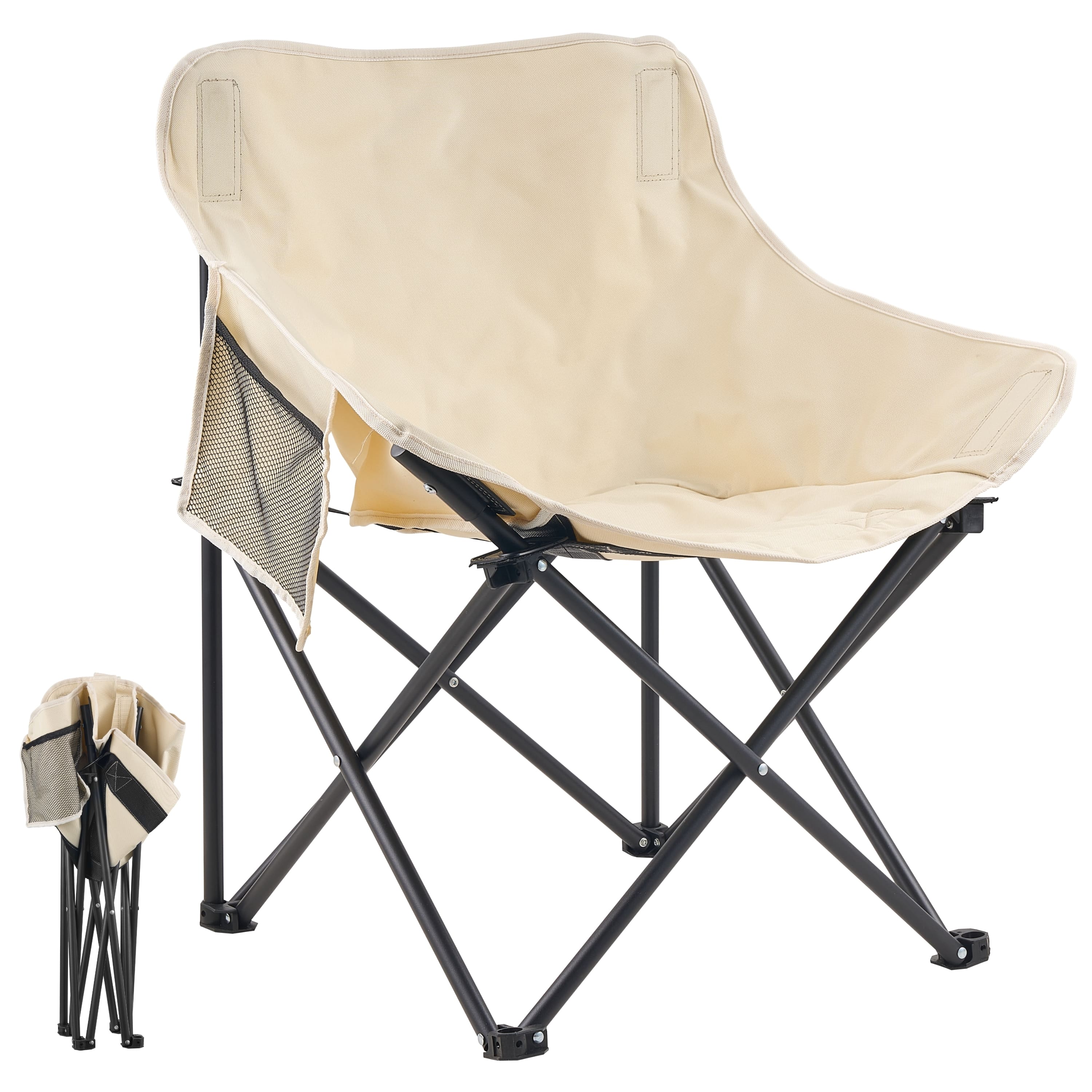 Ecosa Campingstuhl Beige Klappstuhl Faltbar &ndash; Robuster Outdoor Stuhl mit Tragetasche 