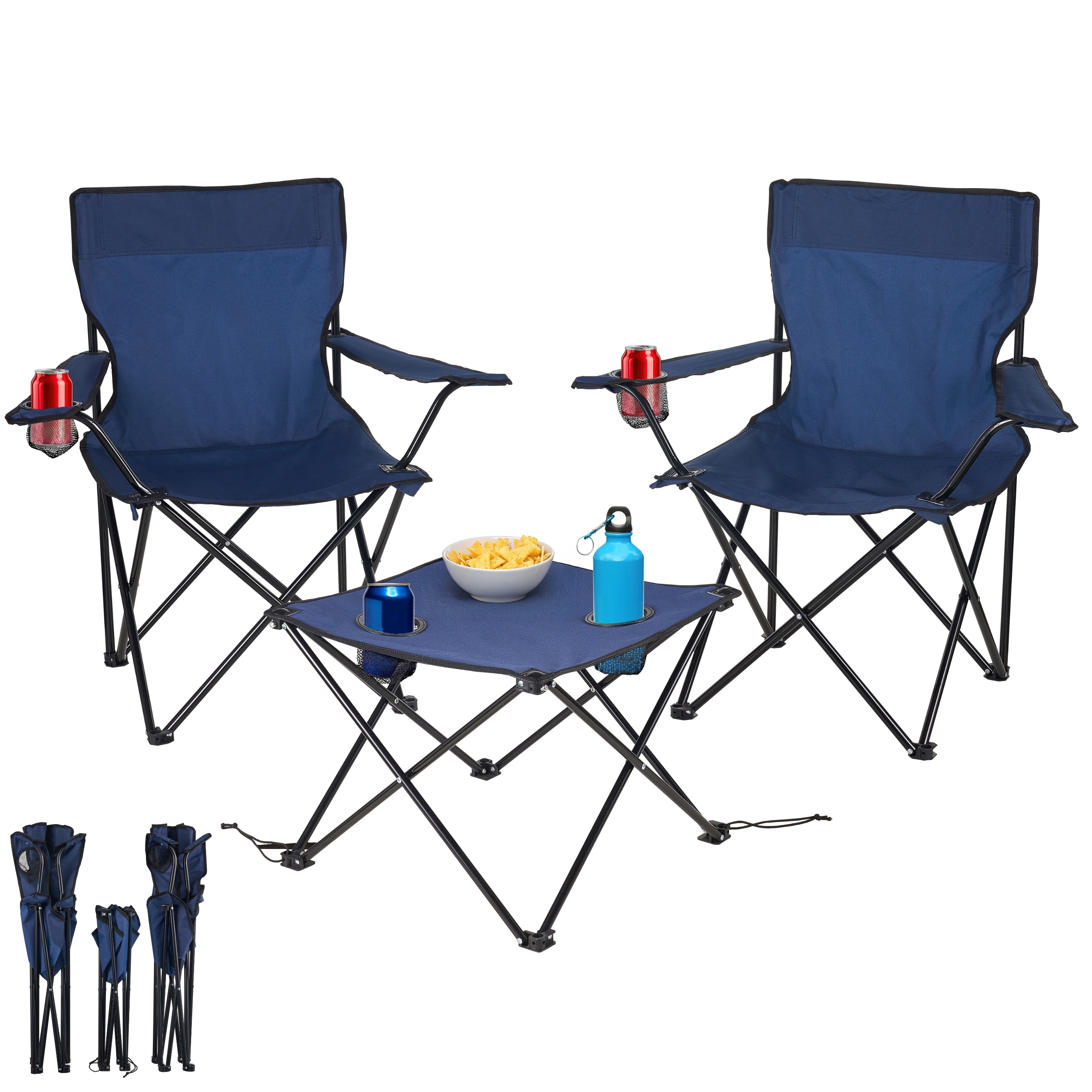 Ecosa 3-teiliges Campingm&ouml;bel Set mit 2 Klappst&uuml;hlen und Campingtisch Faltbar Tragbar 