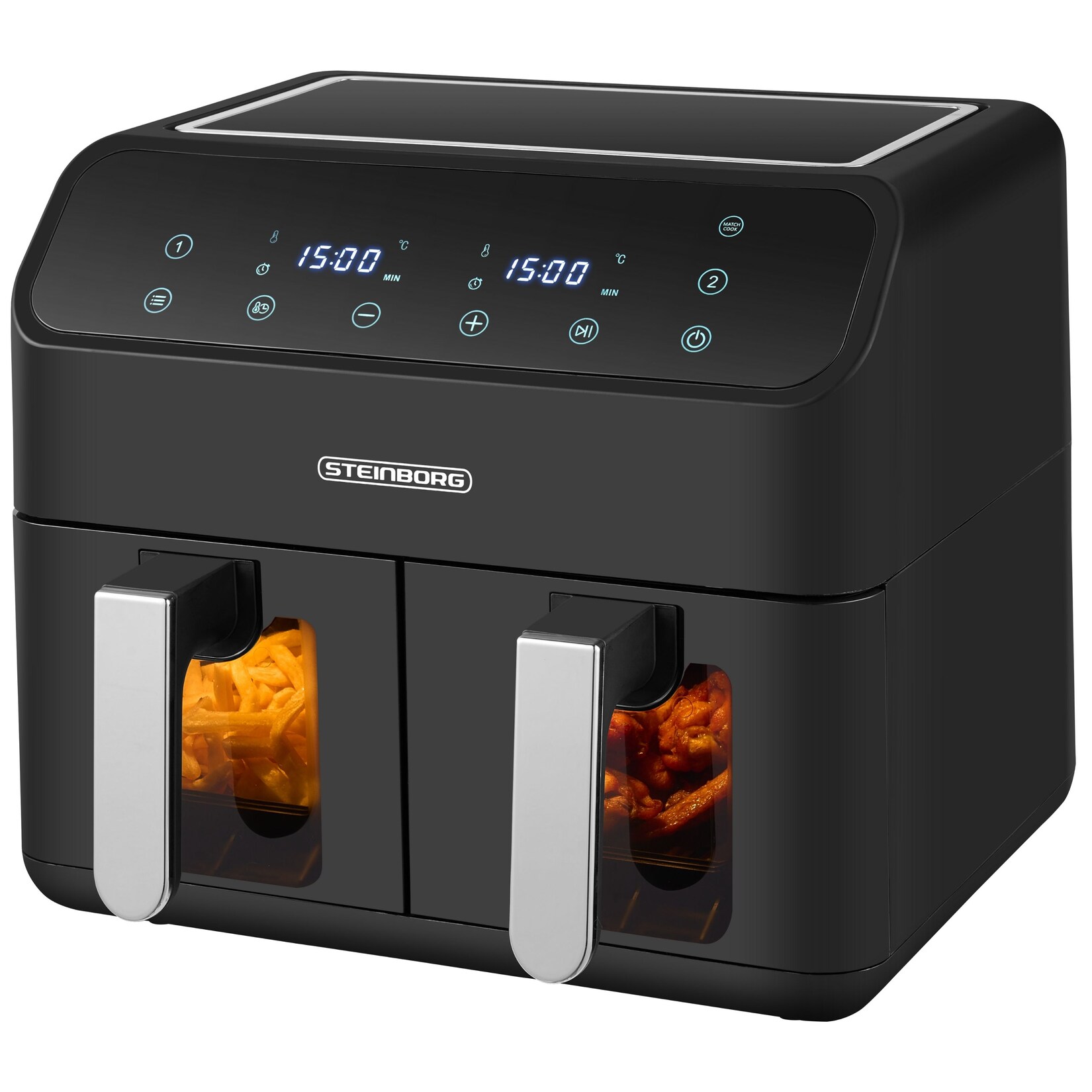 Dual Heißluftfritteuse 4+ Antihaftbeschichtung Dampfauslass 2000W