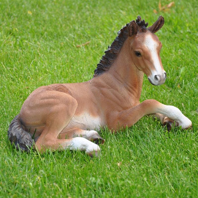 Dazikemo Dekofigur Gartenfigur Statue liegendes Pferd 