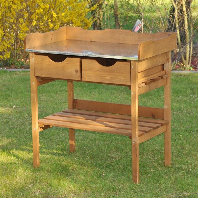 Dazikemo Pflanztisch G&auml;rtnertisch Holz braun 80x45x86 cm 