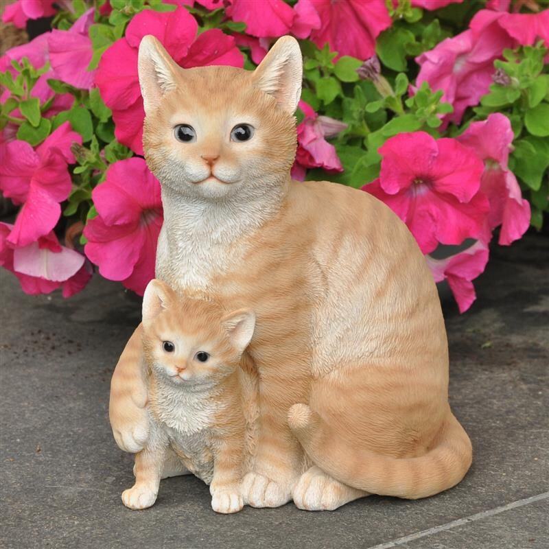 Dazikemo Gartenfigur Dekofigur Katze mit Katzenbaby