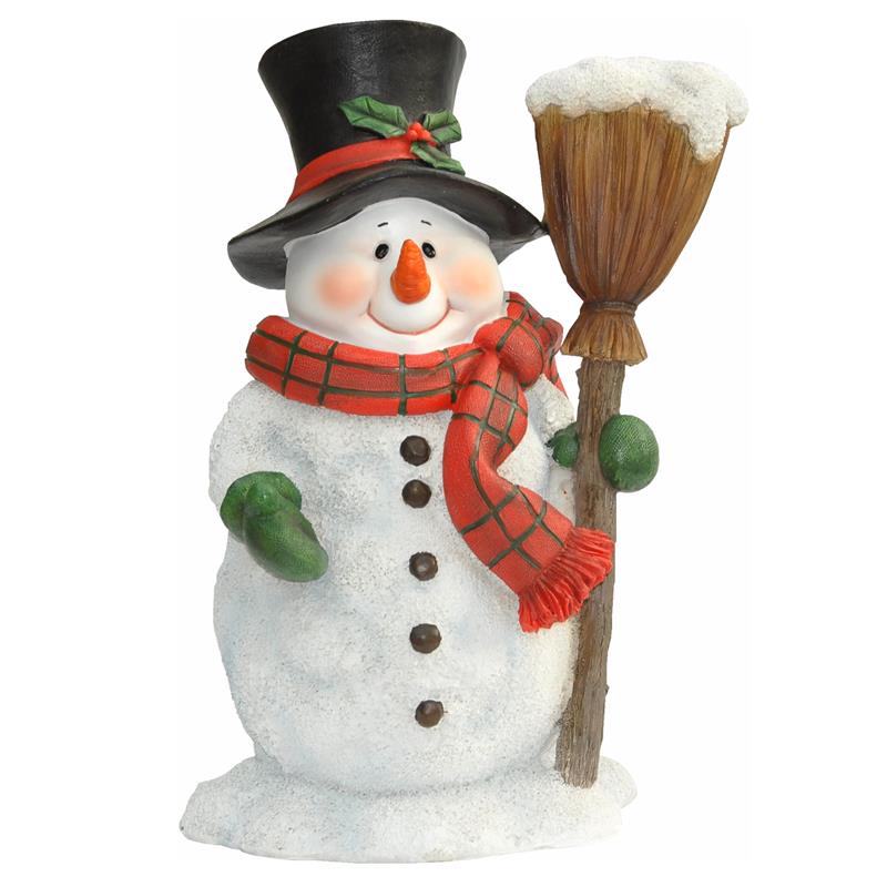 Dazikemo Dekofigur Gartenfigur Schneemann mit Besen 