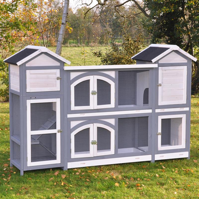 Nanook XXL Kleintierstall grau wei&szlig; 189x43x127 cm 