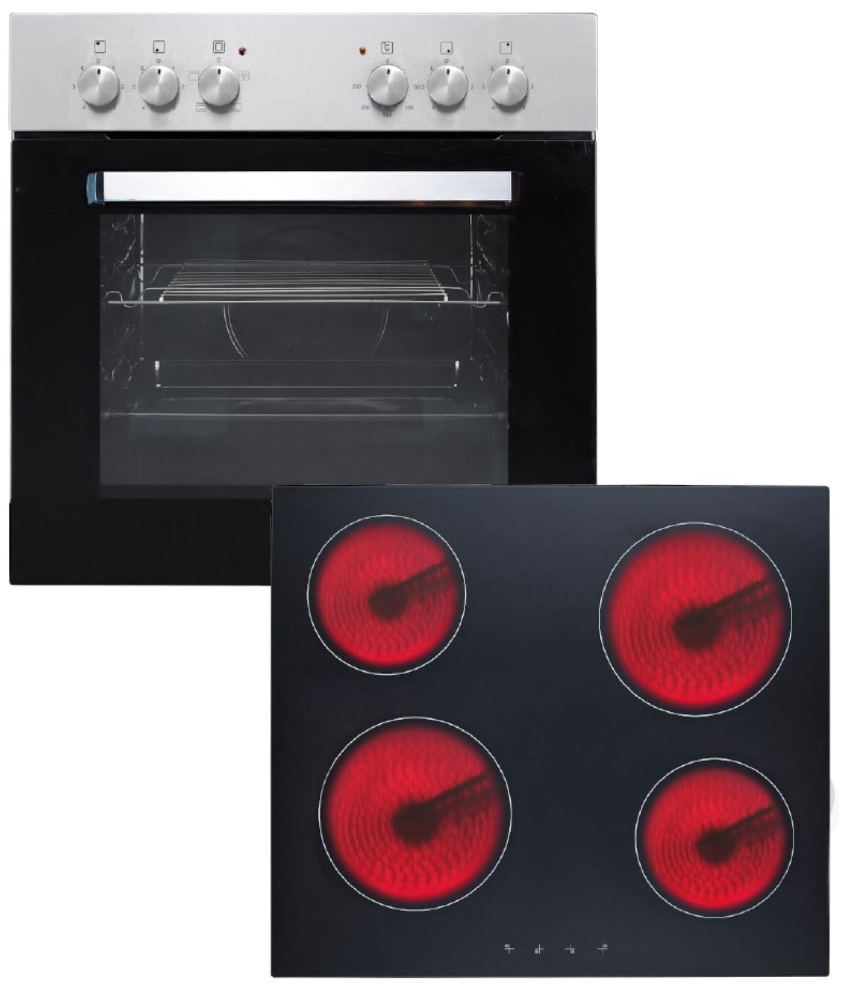 PKM Einbauherdset KH-BIC3-I GK IX-2 Edelstahl 60cm Kochfeld Glaskeramik 