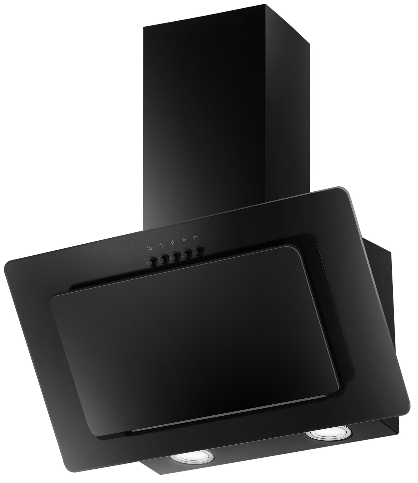 PKM Dunstabzugshaube KH-GSH-60B Glas schwarz Kopffreihaube LED 60cm Schr&auml;g 