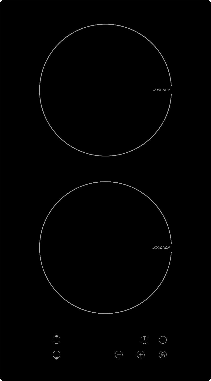 PKM Induktionskochfeld IF2 - autark, 2 Kochzonen, Domino, Glaskeramik 