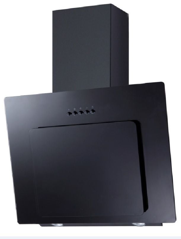 PKM Kopffreihaube 9039X - 60cm, schwarz, Glas, Schr&auml;ghaube mit Randabsaugung 