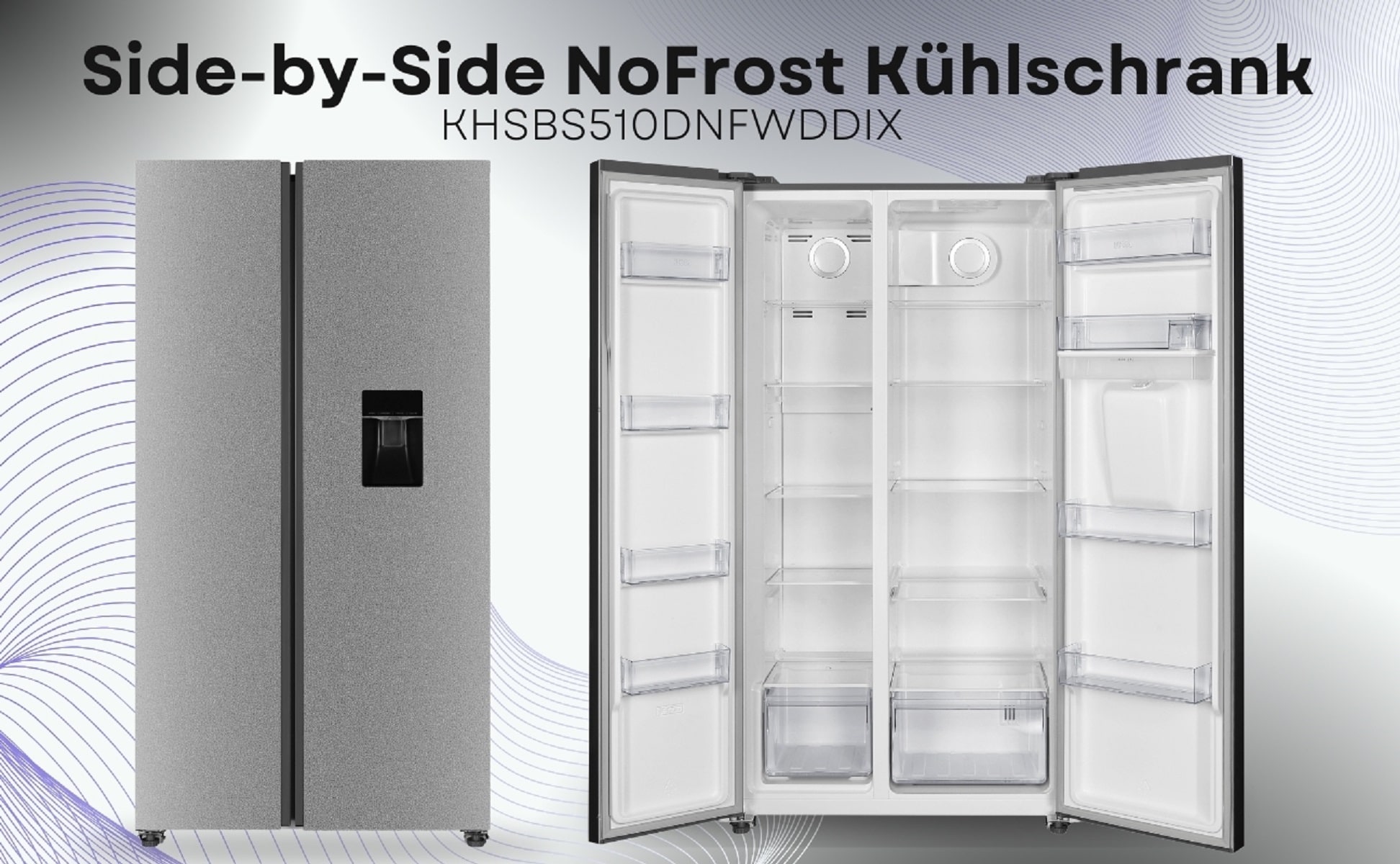 PKM Side by Side K&uuml;hlschrank KHSBS510DNFWDDIX - 529 L, Wasserspender 