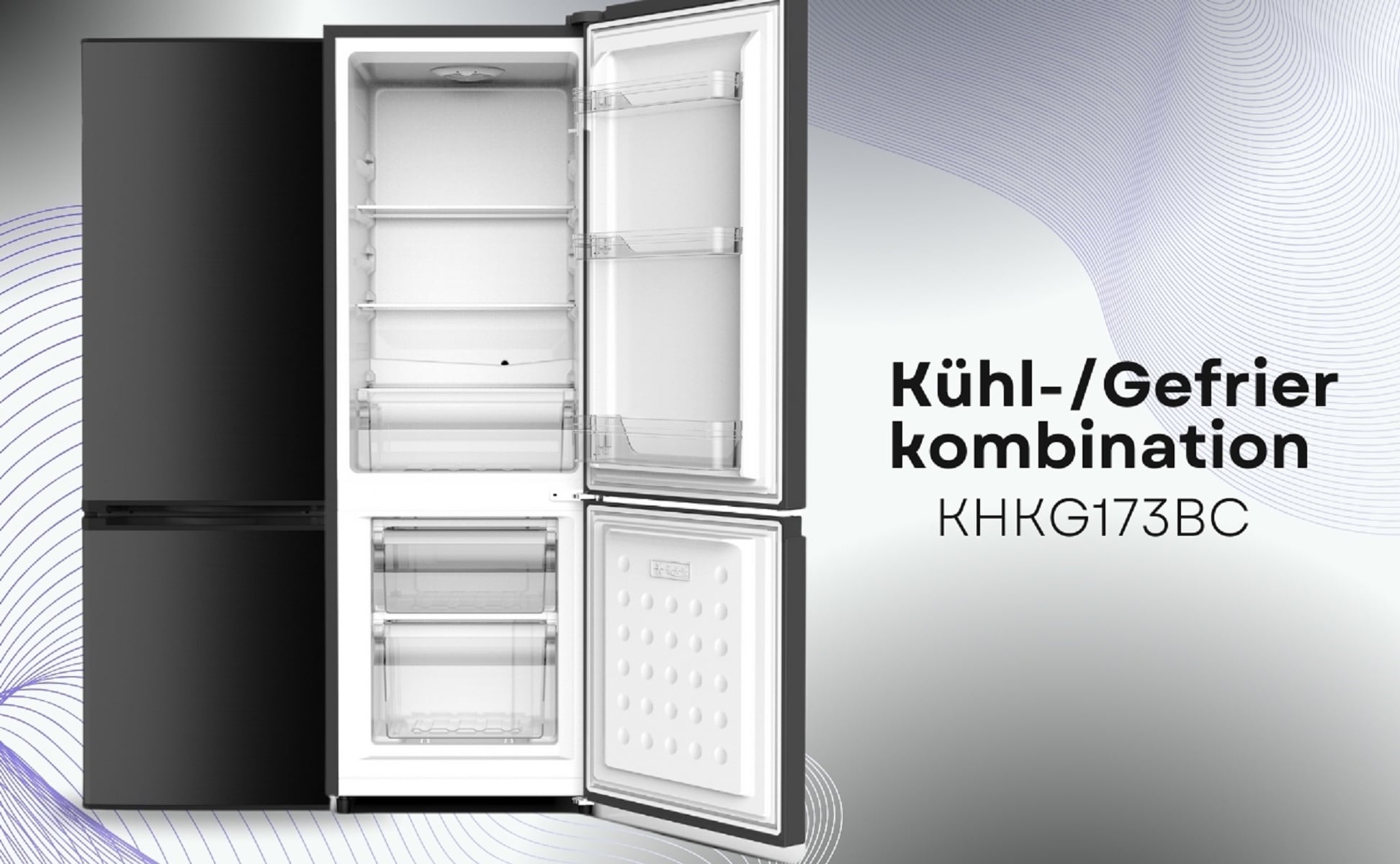 PKM K&uuml;hlgefrierkombination KHKG173BC schwarz 161L K&uuml;hlschrank LED 