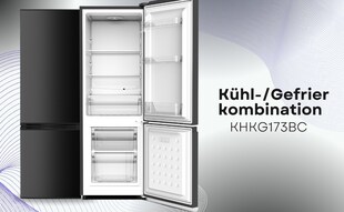 PKM Kühlgefrierkombination KHKG173BC schwarz 161L Kühlschrank LED 