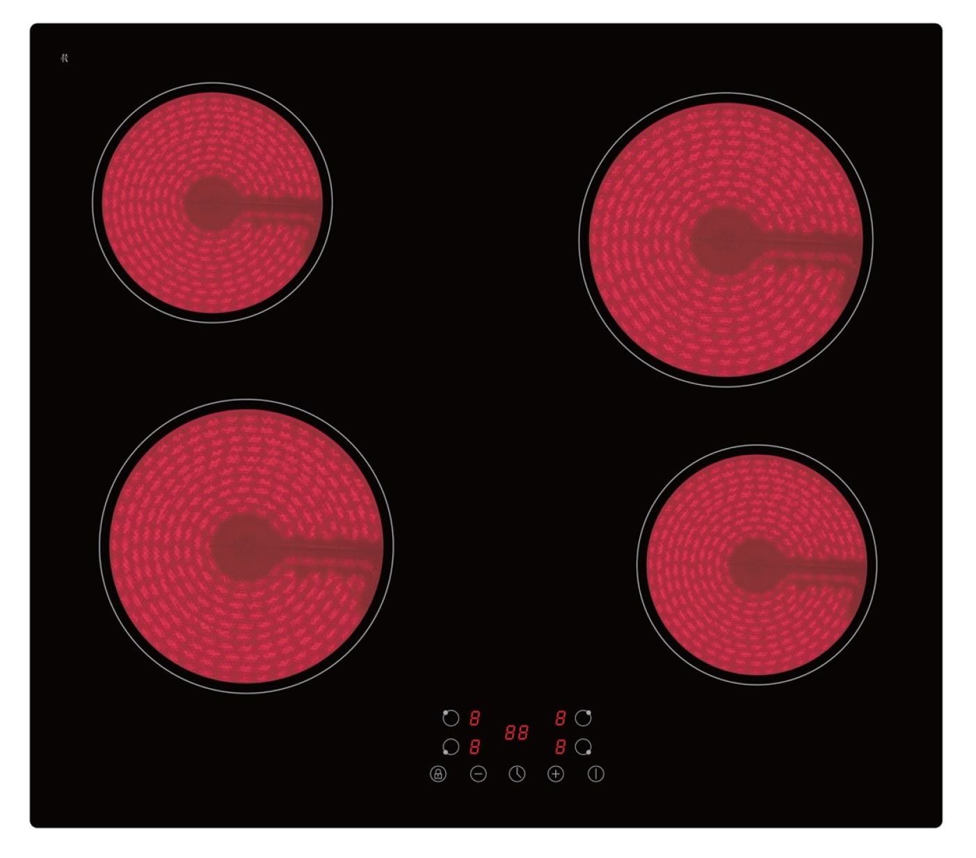 PKM Kochfeld KHKF4 G autark Einbau 60cm Glaskeramik schwarz Timer und Touch-Control 