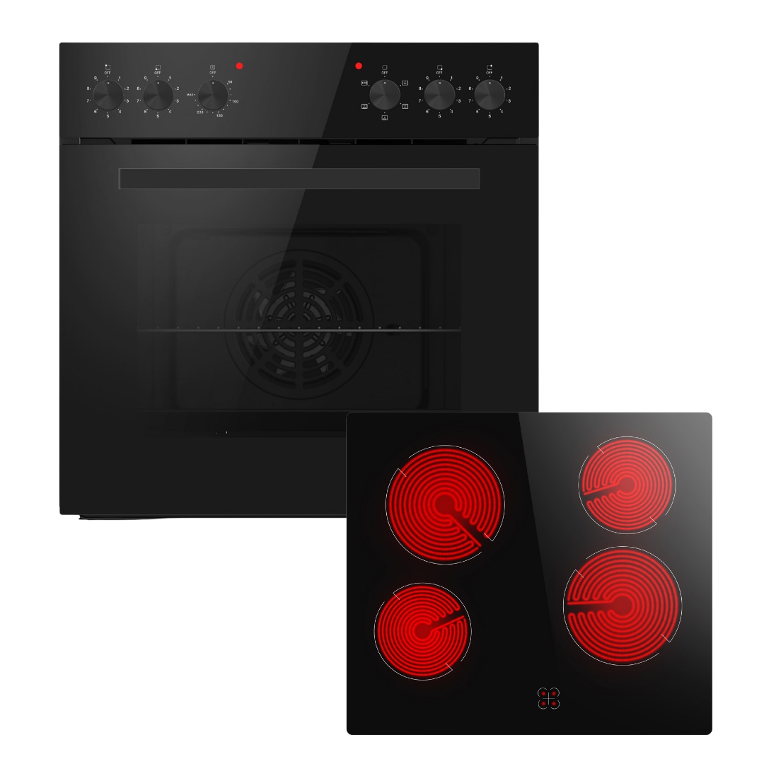 PKM Einbauherdset SOEHE5EB mit Glaskeramikkochfeld schwarz 