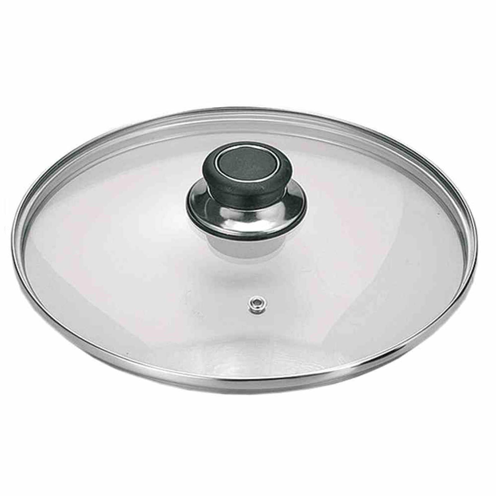 KR&Uuml;GER Glasdeckel "Diamant" 16 cm mit Kunststoffknopf und Edelstahlschutzrand 