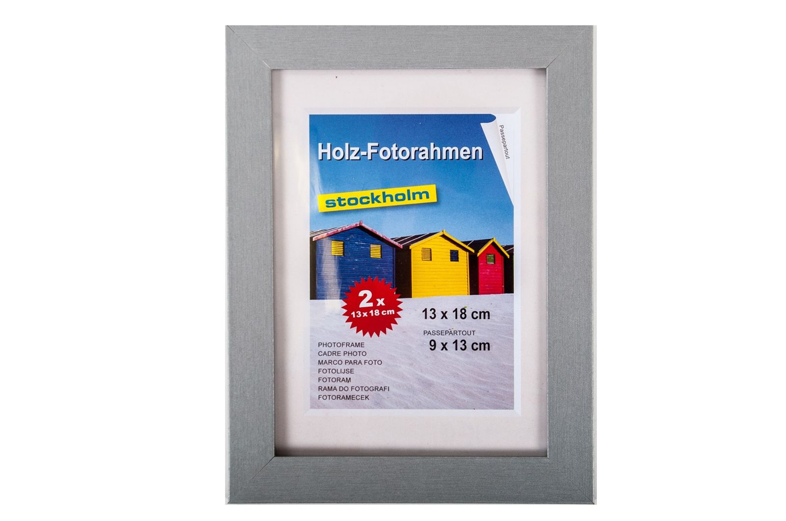 BURI Holz-Fotorahmen 13x18cm 2er Pack versch. Farben Bilderrahmen Rahmen Bi 